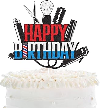 Hairstylist Barber Happy Birthday Cake Topper - Hairstylist Haircut Salon Birthday Cake Topper - Barbershop Hairdresser Party Decorations For Men