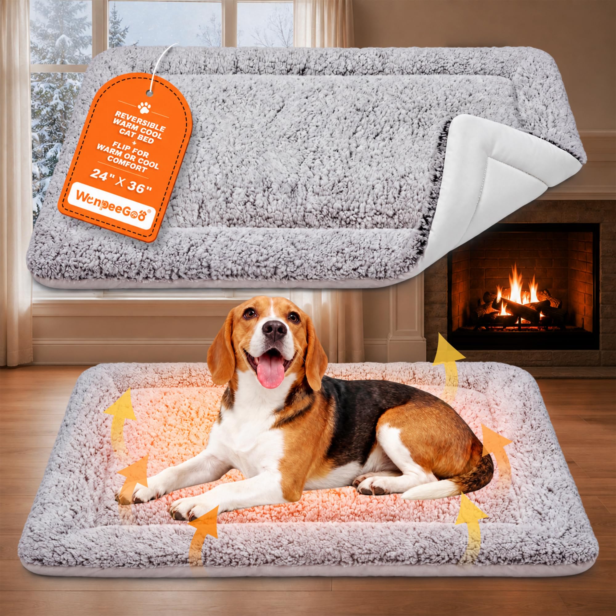 Photo 1 of Self Warming Cat Bed, Reversible Cooling Mat for Cats, Gray, 24 x 36 Inches