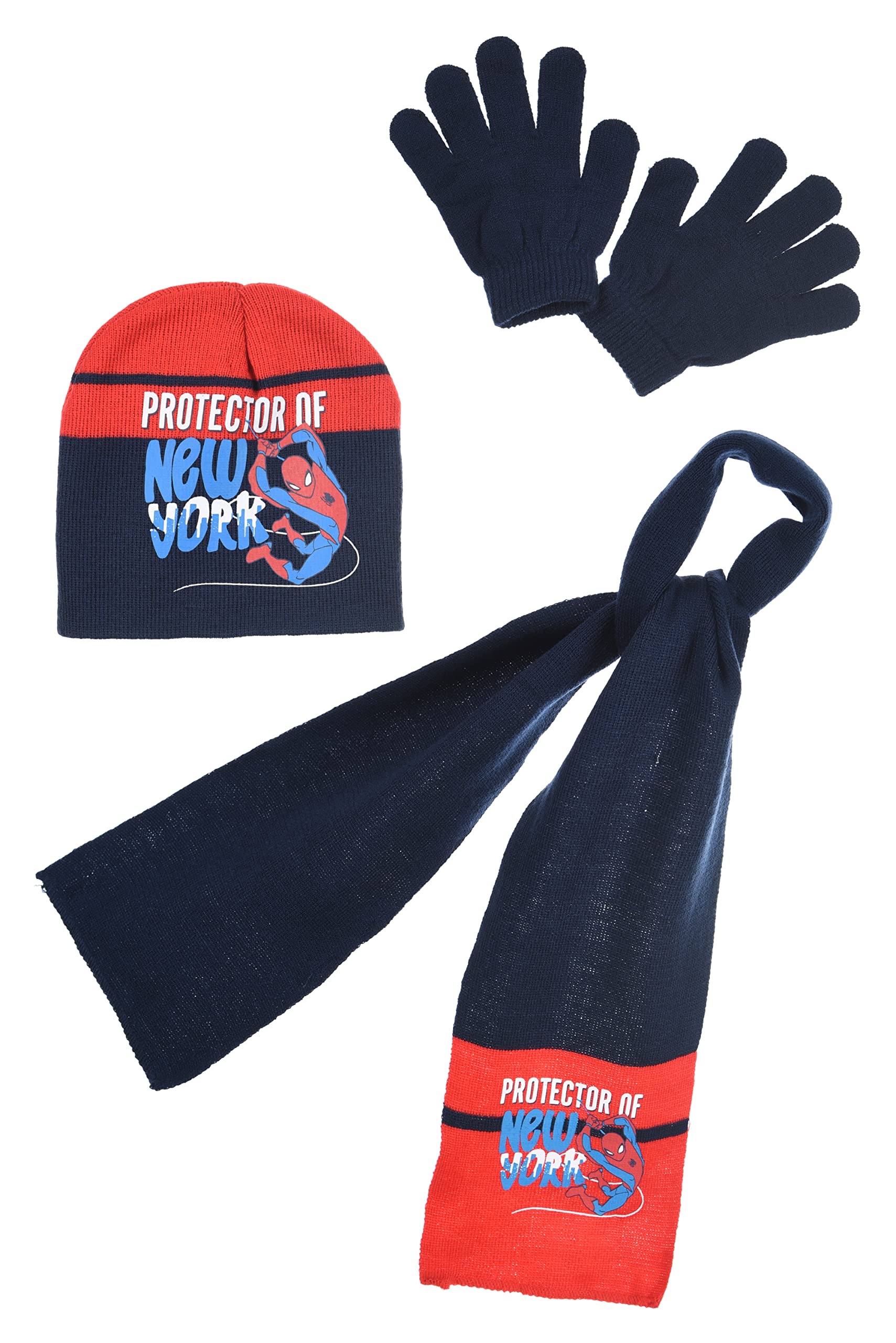 Marvel Boys Red Spiderman Avengers Beanie Hats Or Hat Scarf And Glove Sets (54 Cms (Ages 4-8), Hat Scarf Gloves Set)