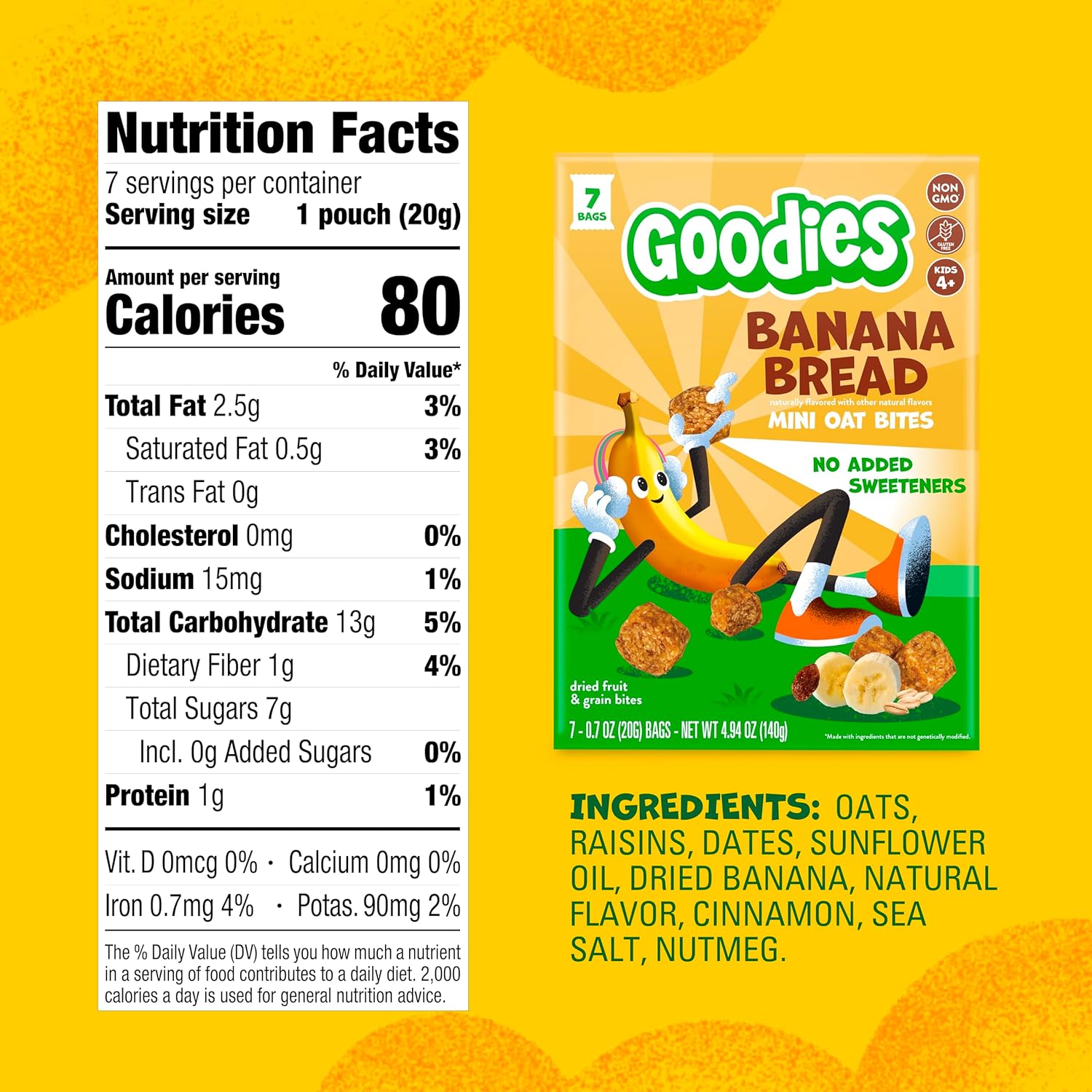 Goodies Banana Bread Mini Oat Bites Kids' Snack, 42 Snack Packs