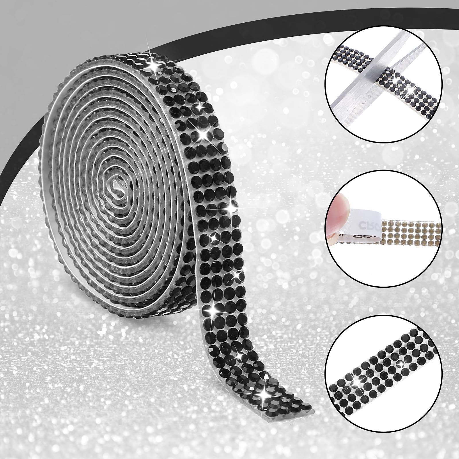 4 Rotoli Nastro Di Strass 1 Larda Strass Adesivi Glitter Finiture Cintura Di Diamanti Brillantini Adesivi Di 203778