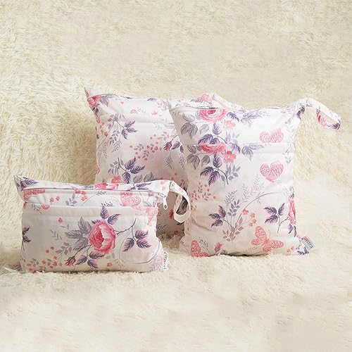 Miniatura 150 de ALVABABY 2 bolsas de pañales de tela para ropa húmeda, reutilizables con dos bolsillos con cremallera, para viajes, playa, piscina, guardería, 01