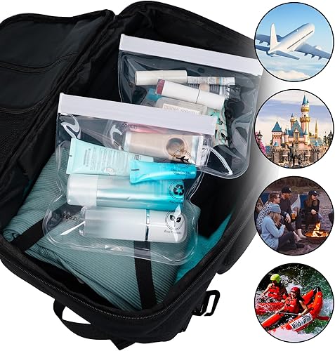 Miniatura 7 de ECOHUB Neceser transparente aprobado por la TSA, paquete de 2 bolsas de aseo de viaje tamaño 3-1-1, tamaño de cuarto de galón, bolsa de líquido TSA,