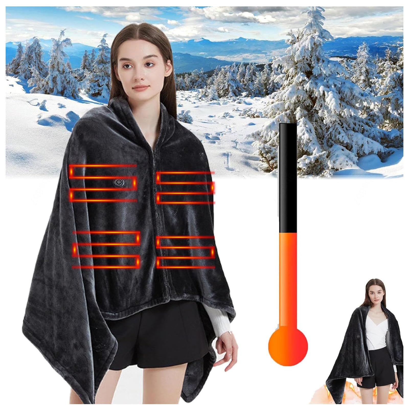 Manta Eléctrica USB 150x80cm,con 3 Temperaturstufen et Calor Rápido, Esterilla Electrica Lavable, La Manta Electrica pour Oficin Cama Exterior Familia