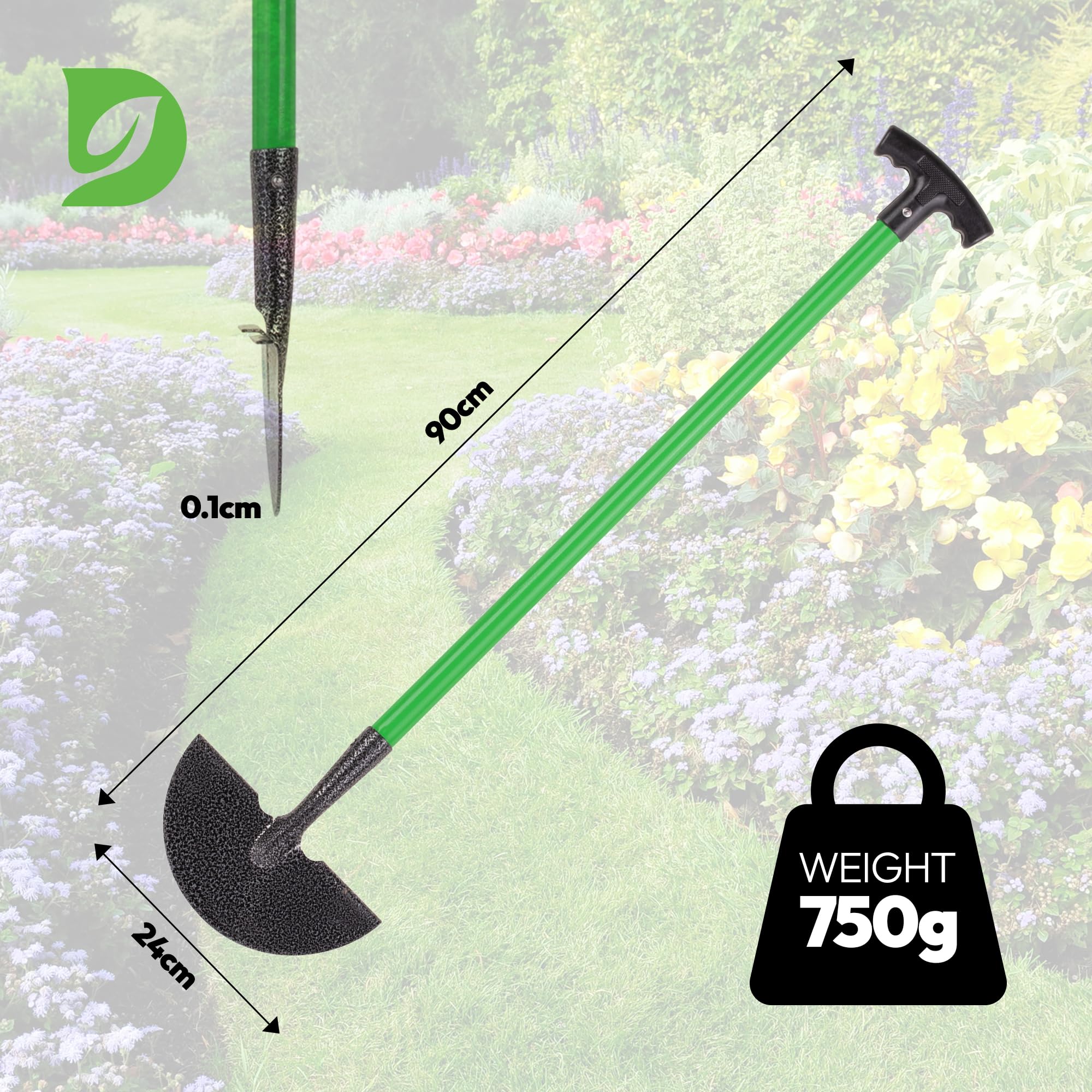 Hardys Garden Tools | Carbon Steel Lawn Edging Border Cutter & Garden Edging Tool | Half Moon Lawn Edger & Edge Trimmer with Head Step | T Handle 91cm - 3