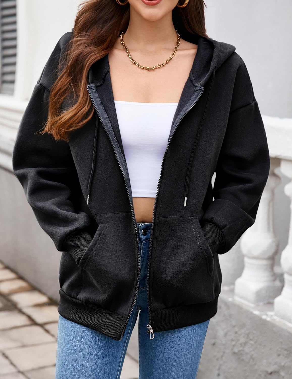 Hoodie Zip Up Women Oversized Sweatshirts Fleece Jackets Fall Winter Coats 2025 Fashion - Image 2
