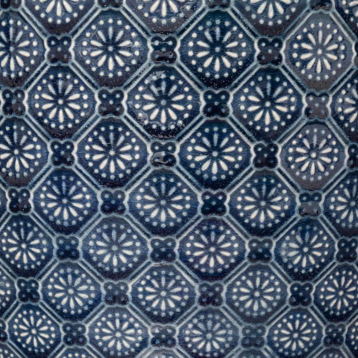 Atmosphera - Set de 3 pots - Fleurs - céramique - bleu