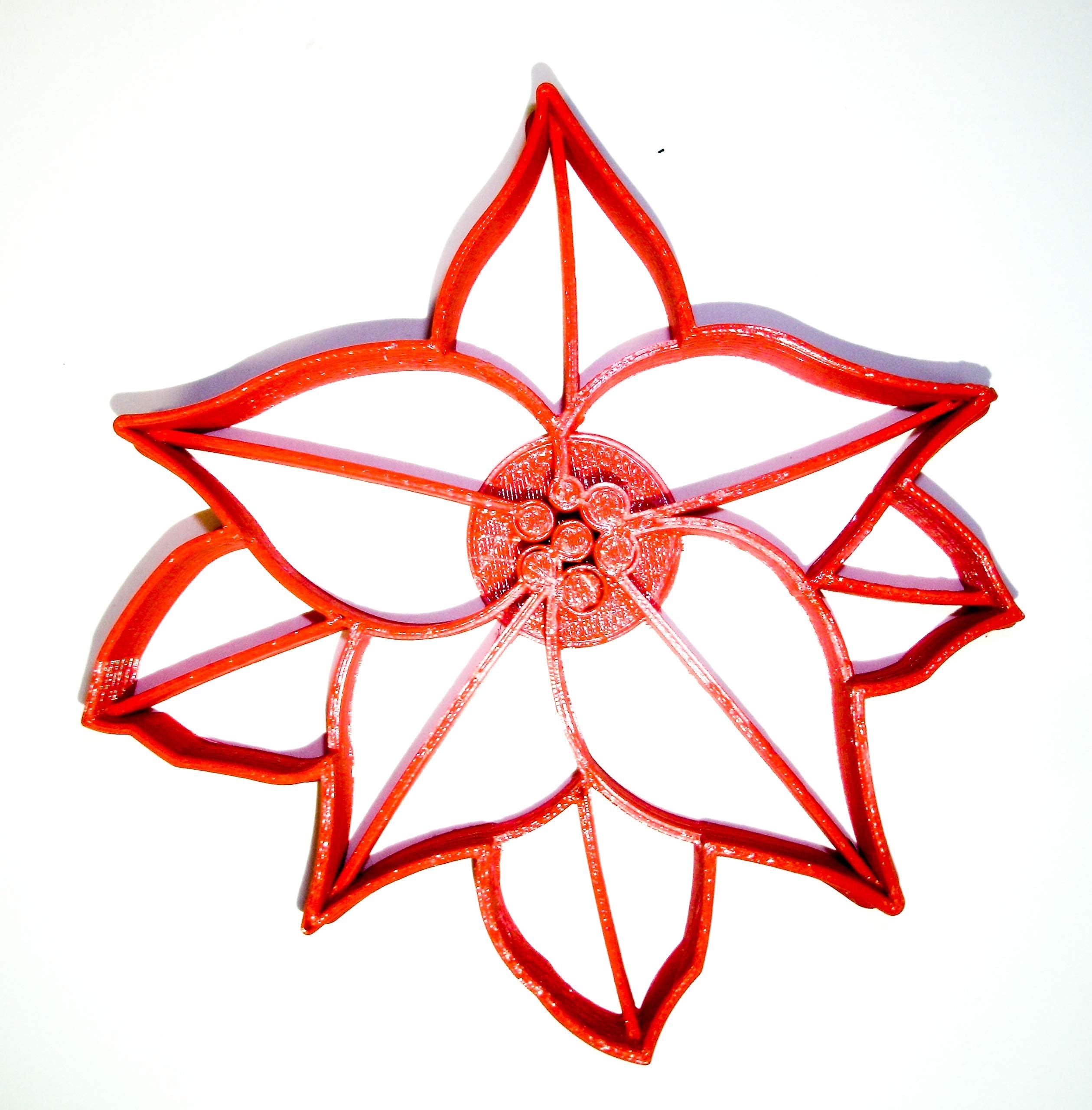 POINSETTIA PLANT CHRISTMAS STAR FLOWER DETAILED COOKIE CUTTER MADE IN USA PR2229