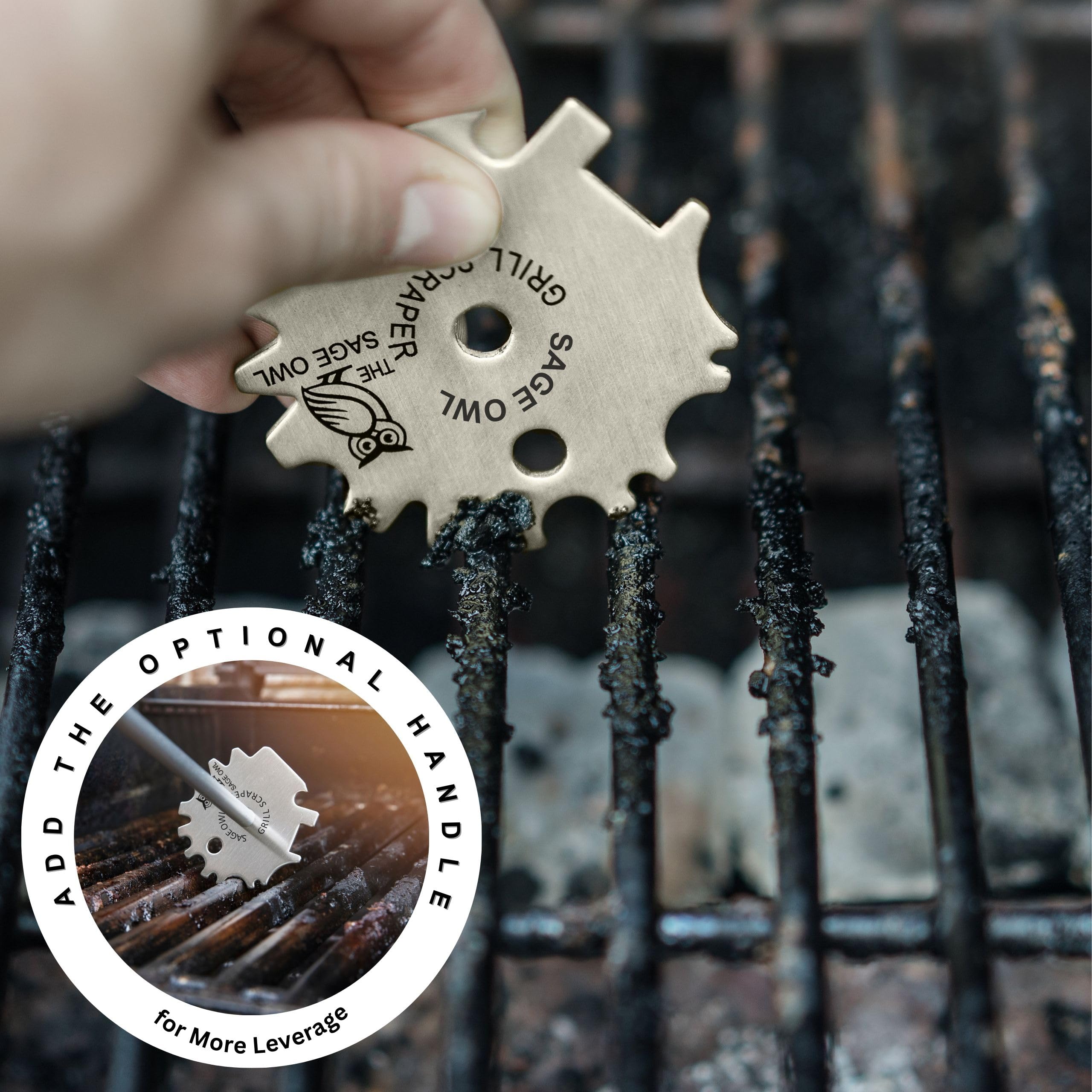 Raschietto Per Griglia In Legno Di Gomma, 16 Pollici, Kitchen Worthy, Marrone, Pulizia Barbecue