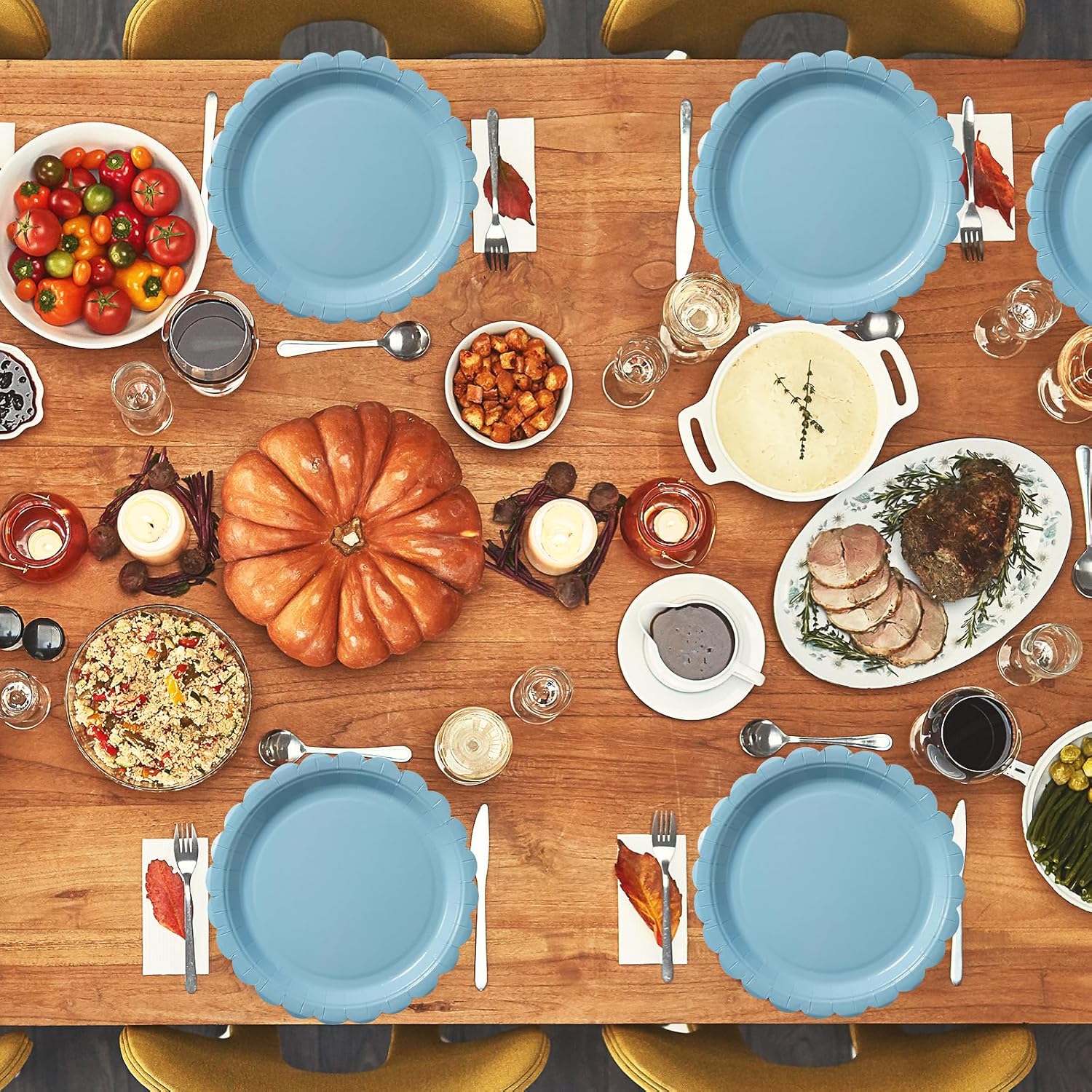 BEFORYOU 50PCS Scalloped Disposable Paper Plates Dessert Cake Party Plates for Baby Shower, Wedding,Bridal Shower Birthday Party Supplies (Blue, 7IN) - Image 6