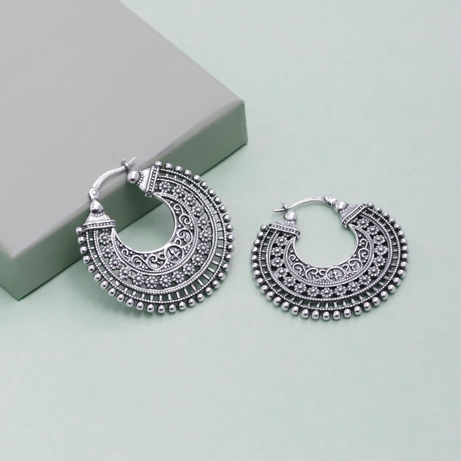 LeCalla 925 Sterling Silver Chunky Hoop Earrings for Jewelry Gifts | Hypoallergenic Medium & Large Click-Top Italian Earring Hoops for Women