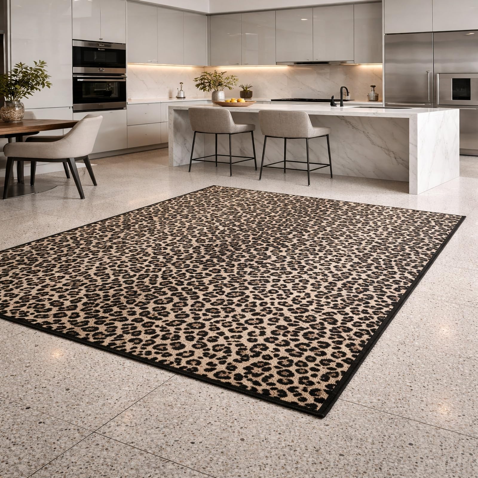 Tapis coiffeuse chambre ado fille léopard 120x185 pour réchauffer et décorer un sol nu