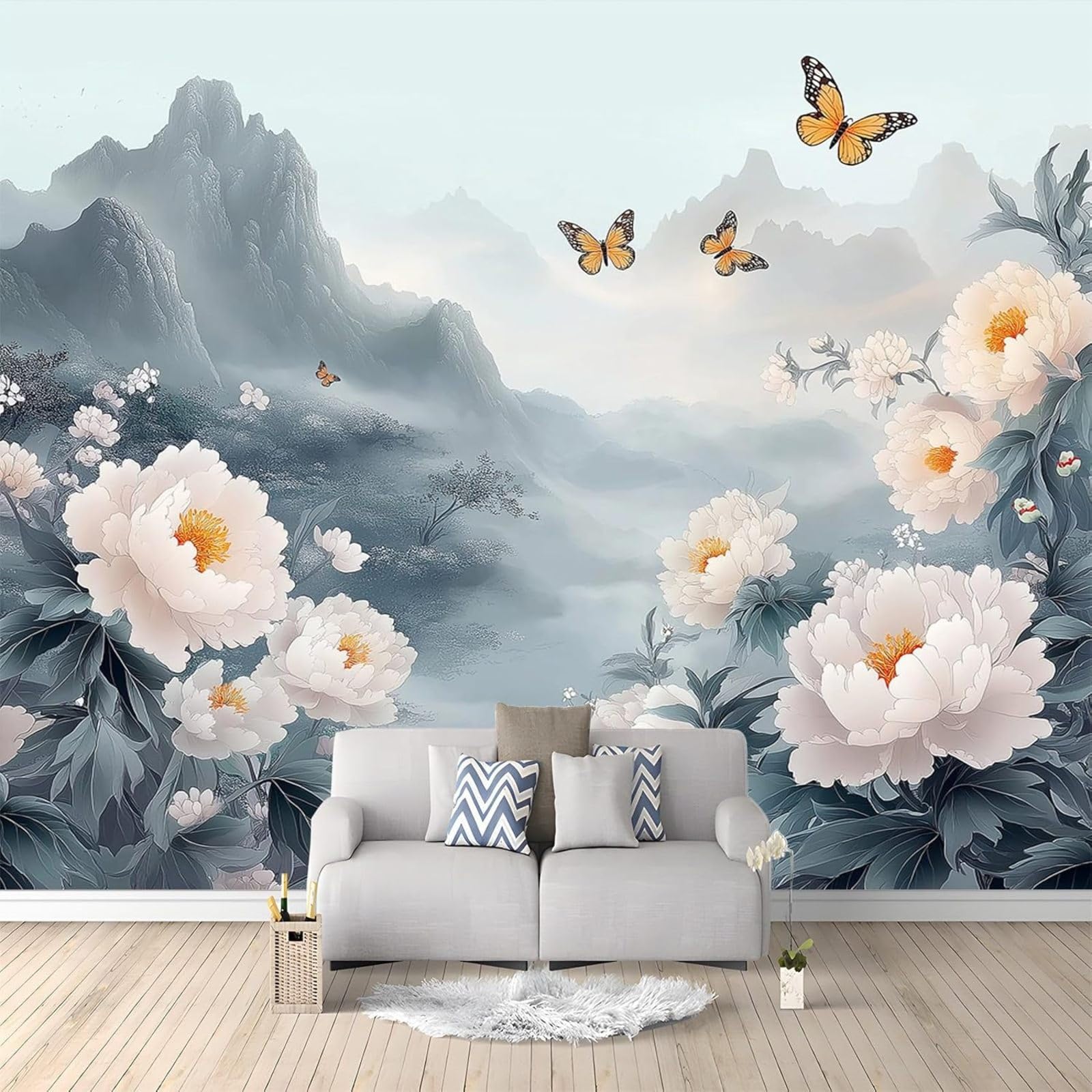 hgjdjhnf Photo Wallpaper Peony Painting Wallpaper Photo Modern Wall Bedroom Living Room Wall Wallpaper,300cmx210cm