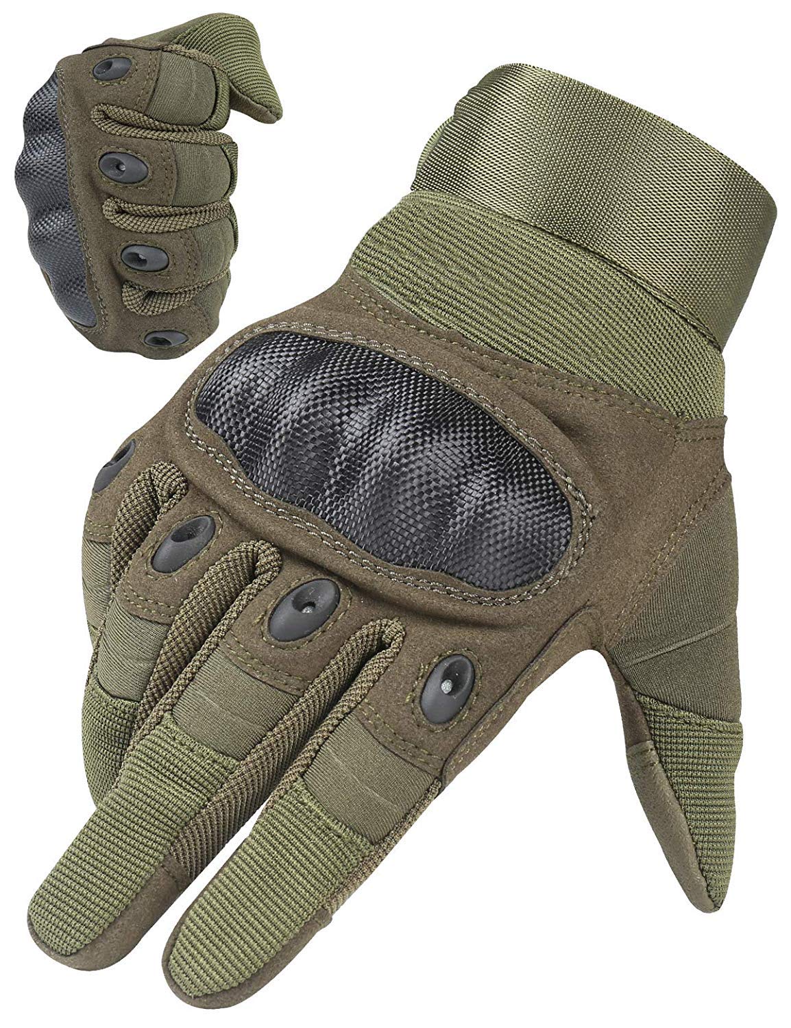 Avril Tian Guanti Tattici, Esercito Militare Nocche in Gomma Dura Outdoor Full Finger Guanti Touch Screen per Uomo Ciclismo Moto Escursionismo Campeggio Caccia Airsoft Paintball, Army Green, Medium