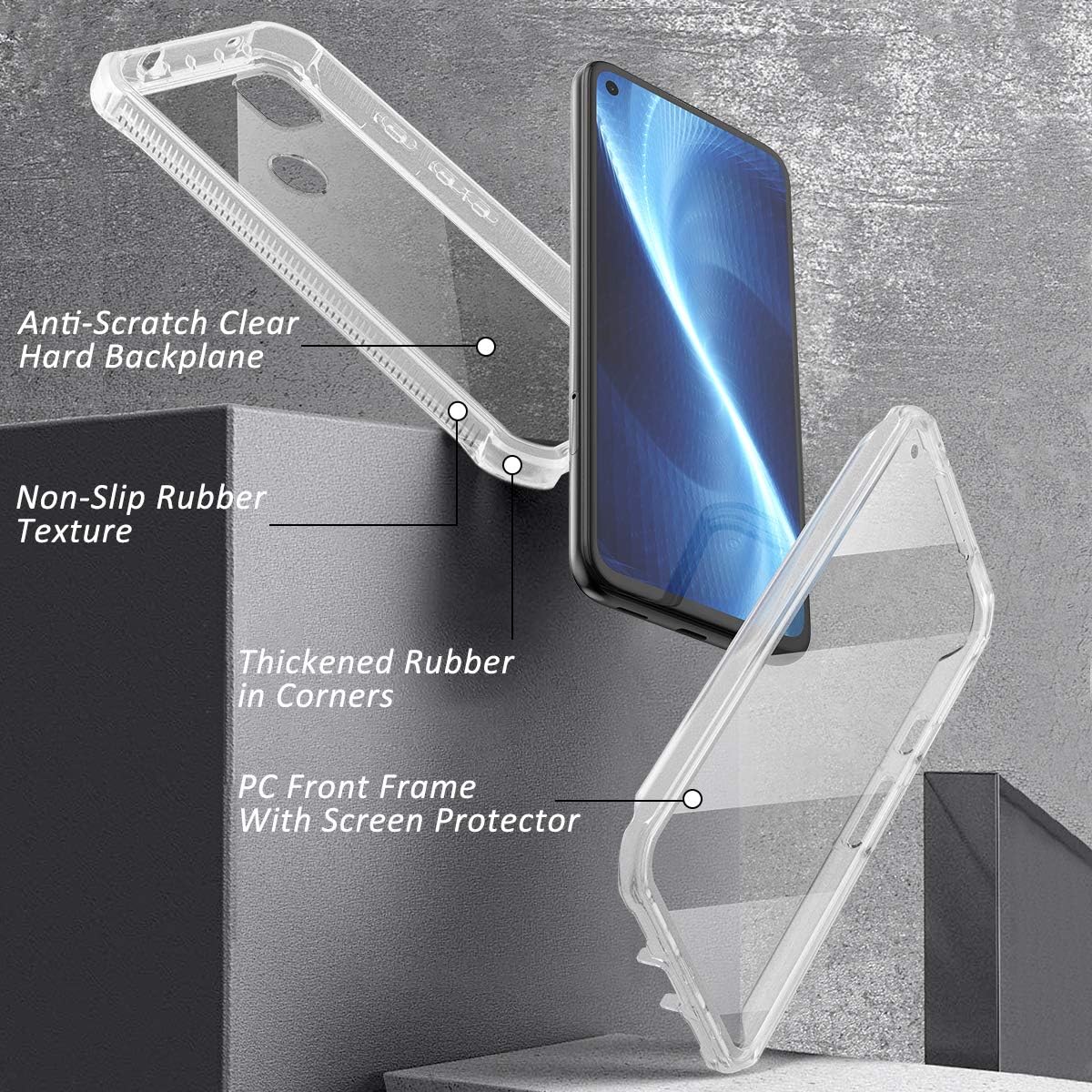 Dexnor for Google Pixel 4a Case [NOT for 5G] with Screen Protector Clear Rugged Full Body Protective Shockproof Hard Back Defender Dual Layer Heavy Duty Bumper Cover for Pixel 4a 4G - Milky