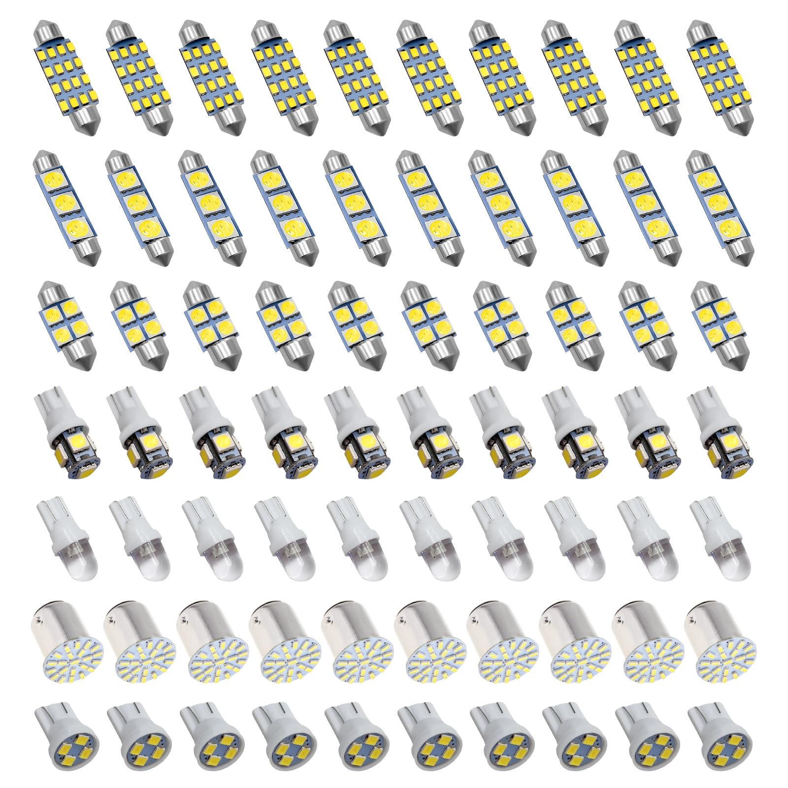 ZNDAW 70 PCS LED Interior Car Lights, Super Bright White Interior Bulb Set for Vehicle Map Dome Cab Tail License Plate Lights, T10 31mm 36mm 41mm 194