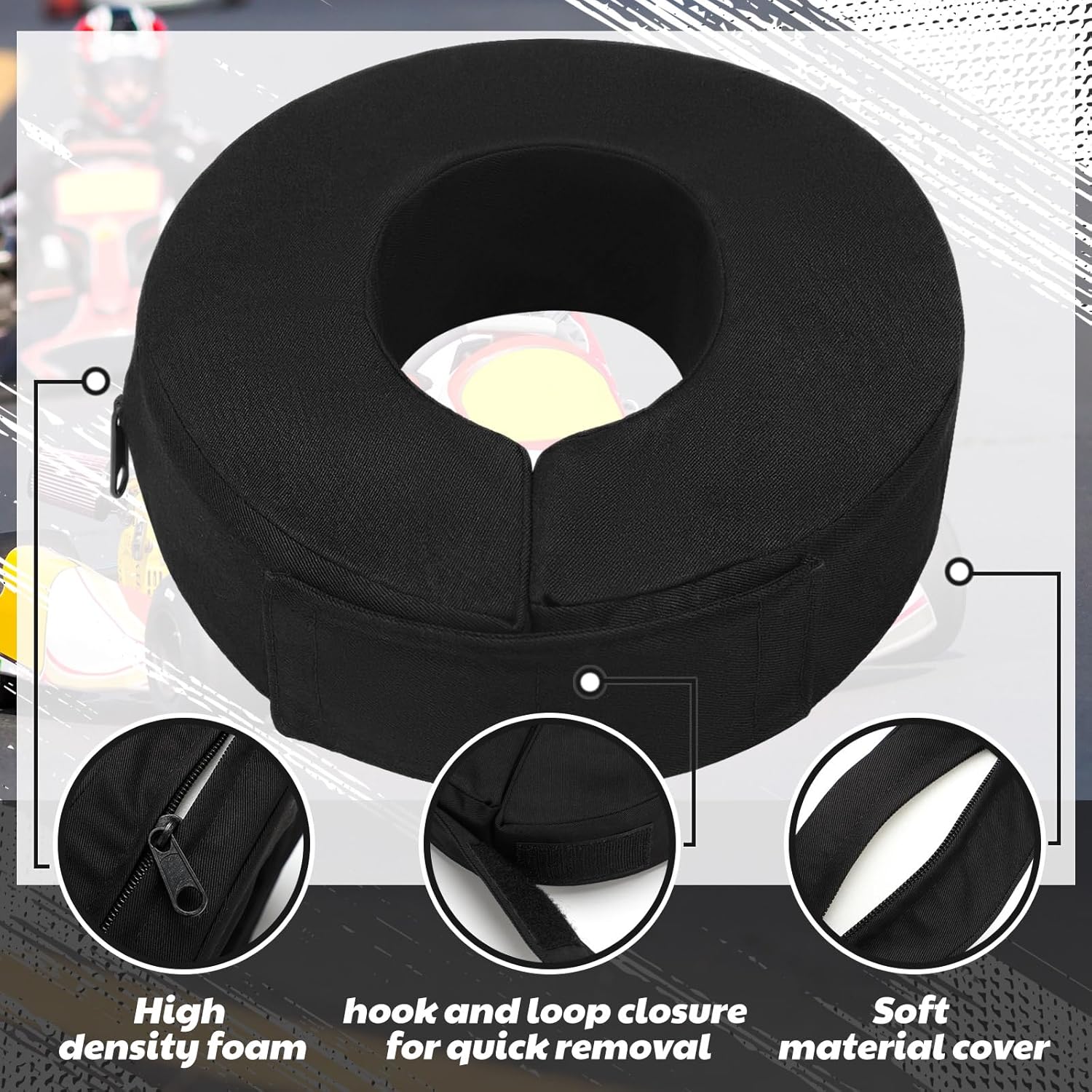 Briwooody Racing Neck Collar Brace Helmet Support Collar 360 Degree Tapered Helmet and Neck Support with Hook and Loop Closure for Racing