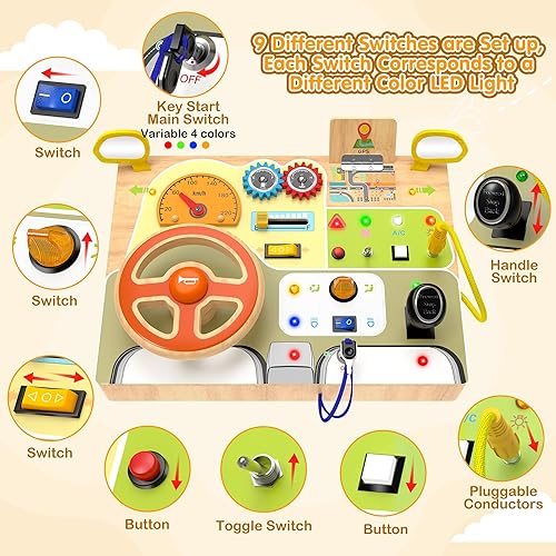 Miniatura 2 de JGOBUB Juguete para niños pequeños  Borad de madera para bebés  Juguetes sensoriales con interruptor de luz  Juguetes de viaje para bebés para