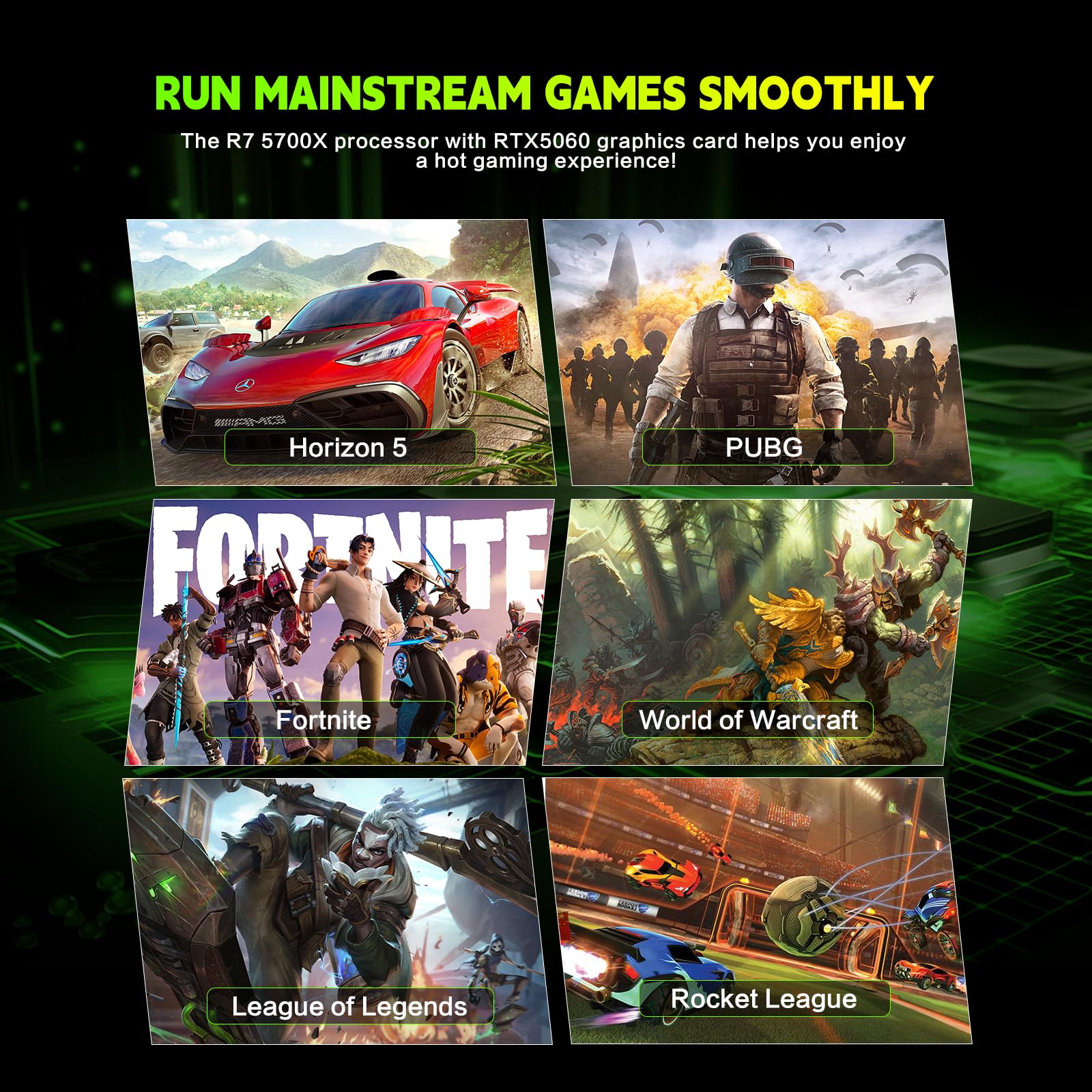 Gaming PC Desktop,Prebuilt Gaming Computer with,AMD Ryzen 7 5700X 3.4GHz,RTX5060 8GB GDDR7 DLSS4,32GB DDR4 RAM 3200MHz,1TB NVME SSD,ARGB Cooling Fan,Supports WiFi 6E/Bluetooth 5.2