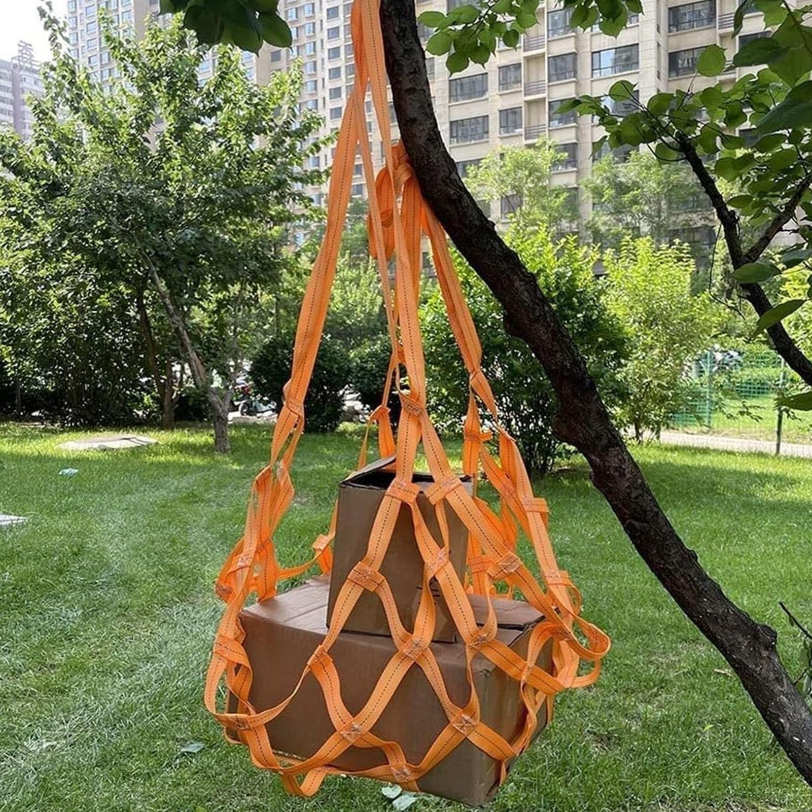 Red de elevación de Carga, Redes de elevación de eslingas Planas de poliéster, Red Colgante para Aparejos de construcción, Movimiento, Remolque(2 X 2M/Mesh 15cm/Load 2t)