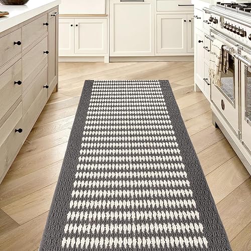 TIMO Alfombra de pasillo, 2.3 x 3.6 pies de largo, para interiores, lavables, para pasillos, antideslizante, absorbente de agua, alfombra de