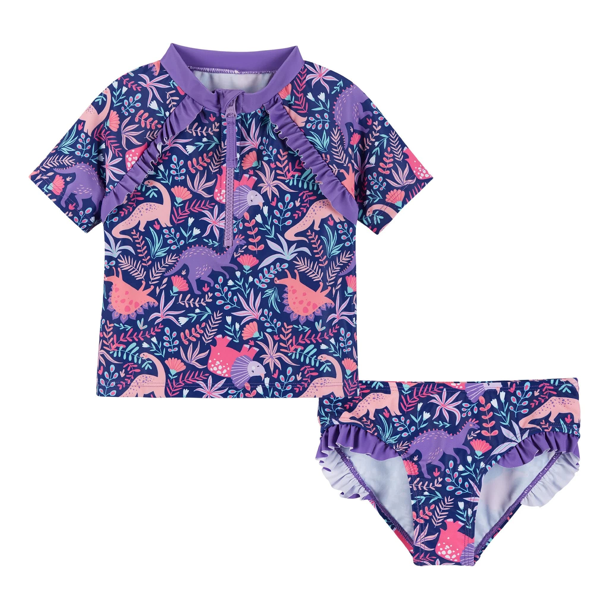 Andy & Evan Girls' Short and Long Sleeve Rashguard Sets, Summer Ready Swimsuits for Kids and Toddlers
