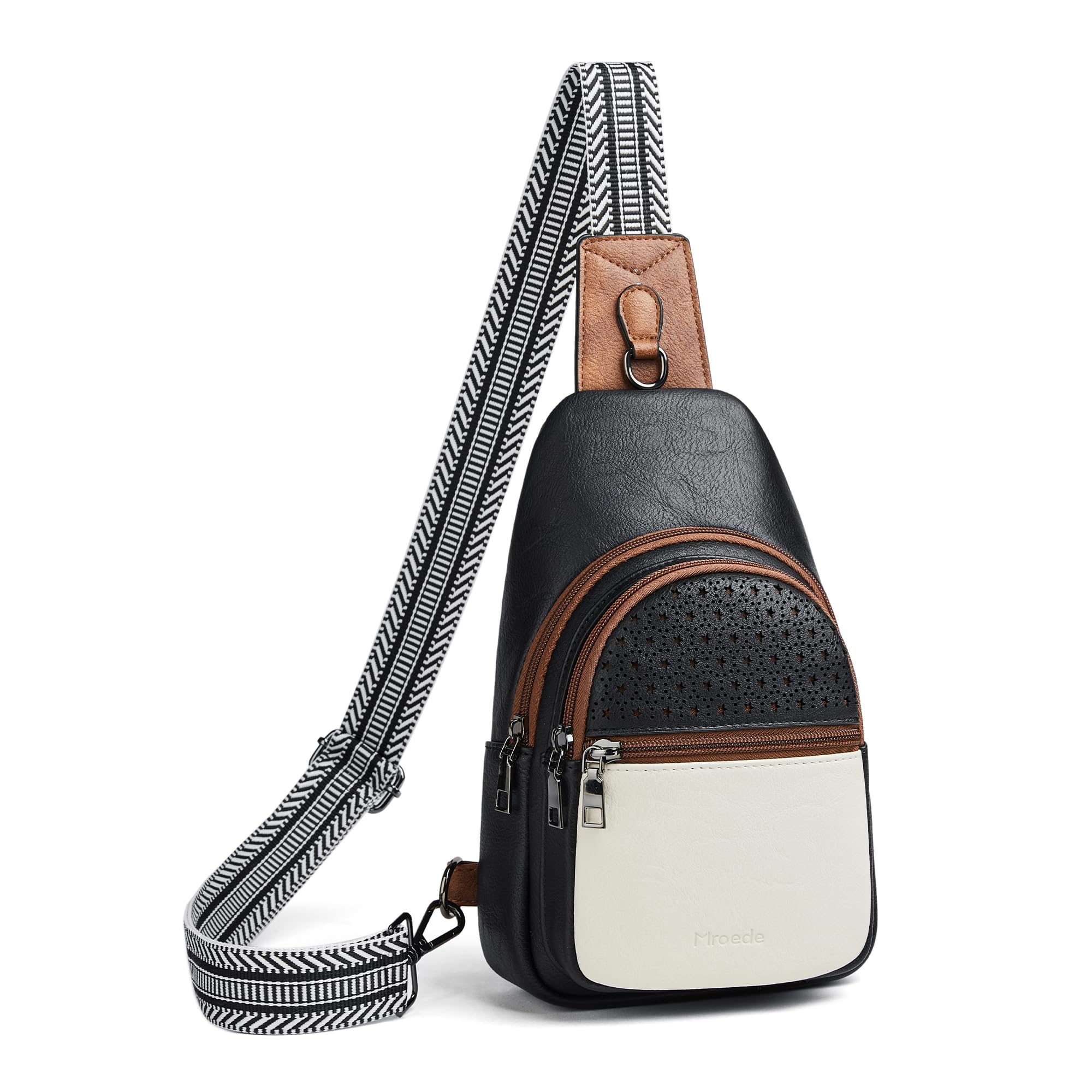 Mroede Crossbody Bags for Women 4-Pockets Sling Bag Fanny Pack Chest Purse Backpack Casual Daypacks Travel Shopping