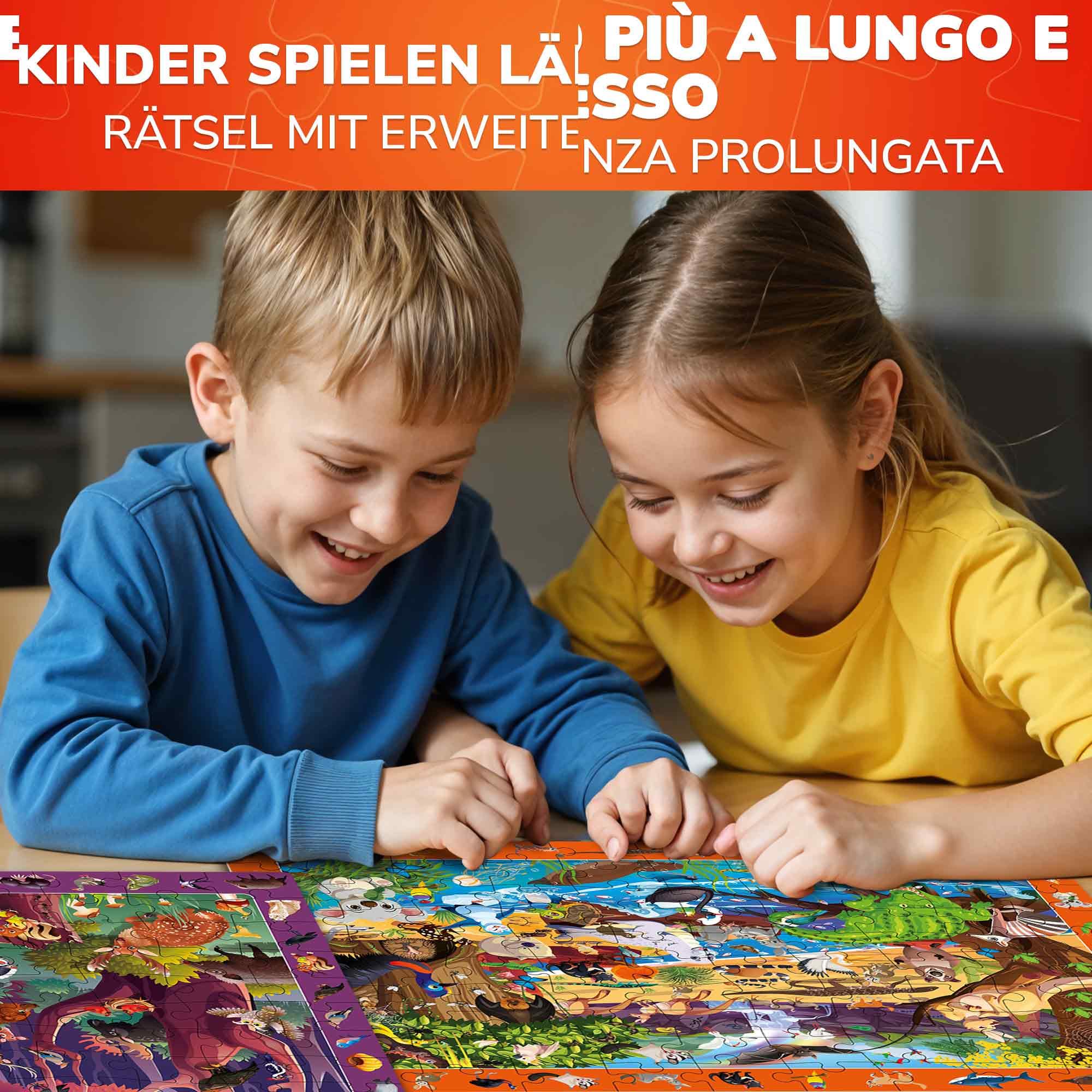 Puzzle da 100 Pezzi per Bambini 3 4 5 Anni - Set di 3 Puzzle da Pavimento Giganti - Impara Animali e Insetti della Foresta Oceanica - Giocattoli Educativi per Ragazzi e Ragazze dai 6 ai 7 Anni