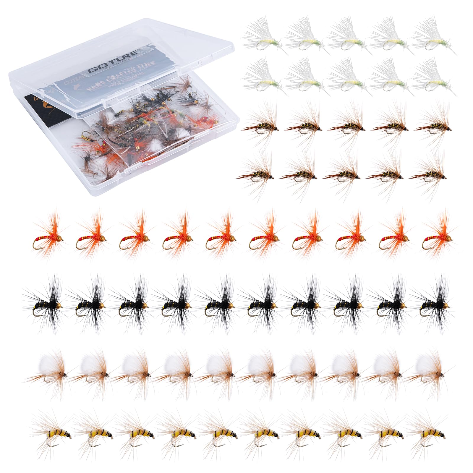 Goture Fly Fishing Flies Kit, 30pcs Dry Wet Flies Streamers Nymphs Fly Fishing Lures Assortment Kit for Bass Trout Steelhead Salmon, Gifts for Men