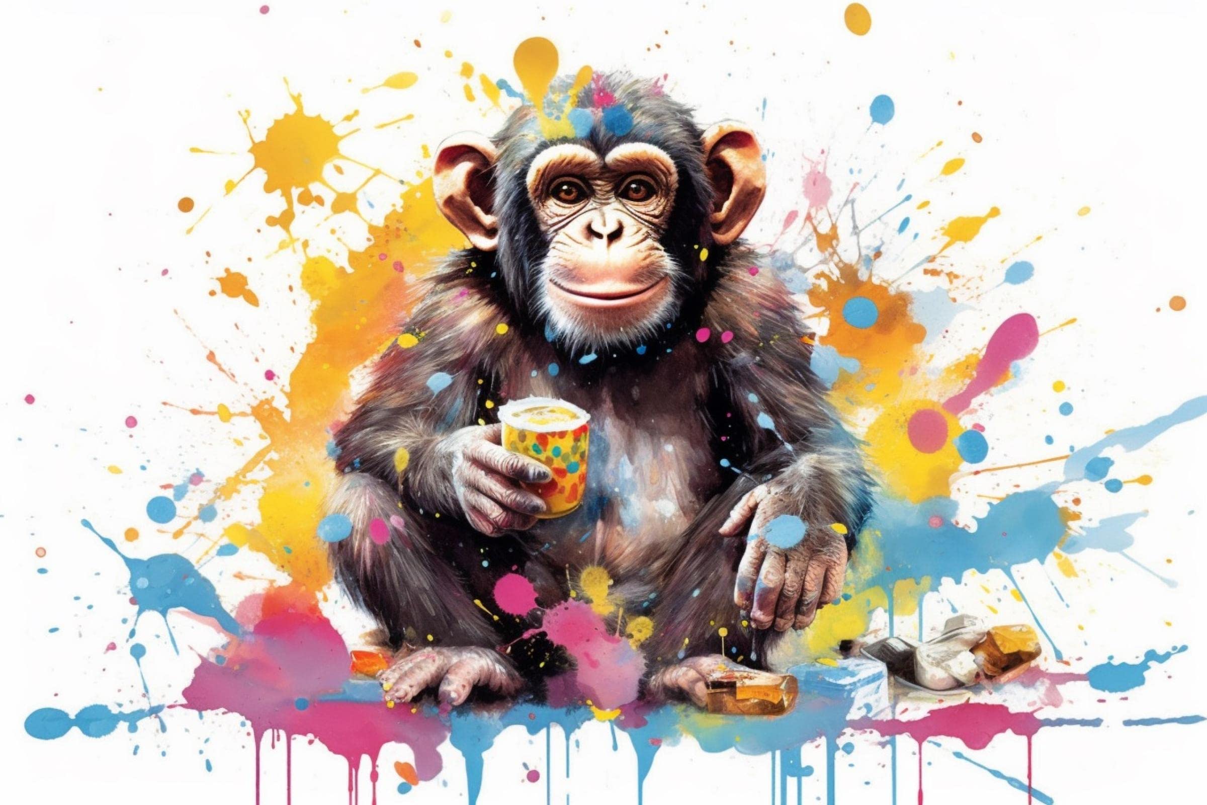 Amazon.com: FICLUX Large Wall Art Decor Colorful monkeys Canvas