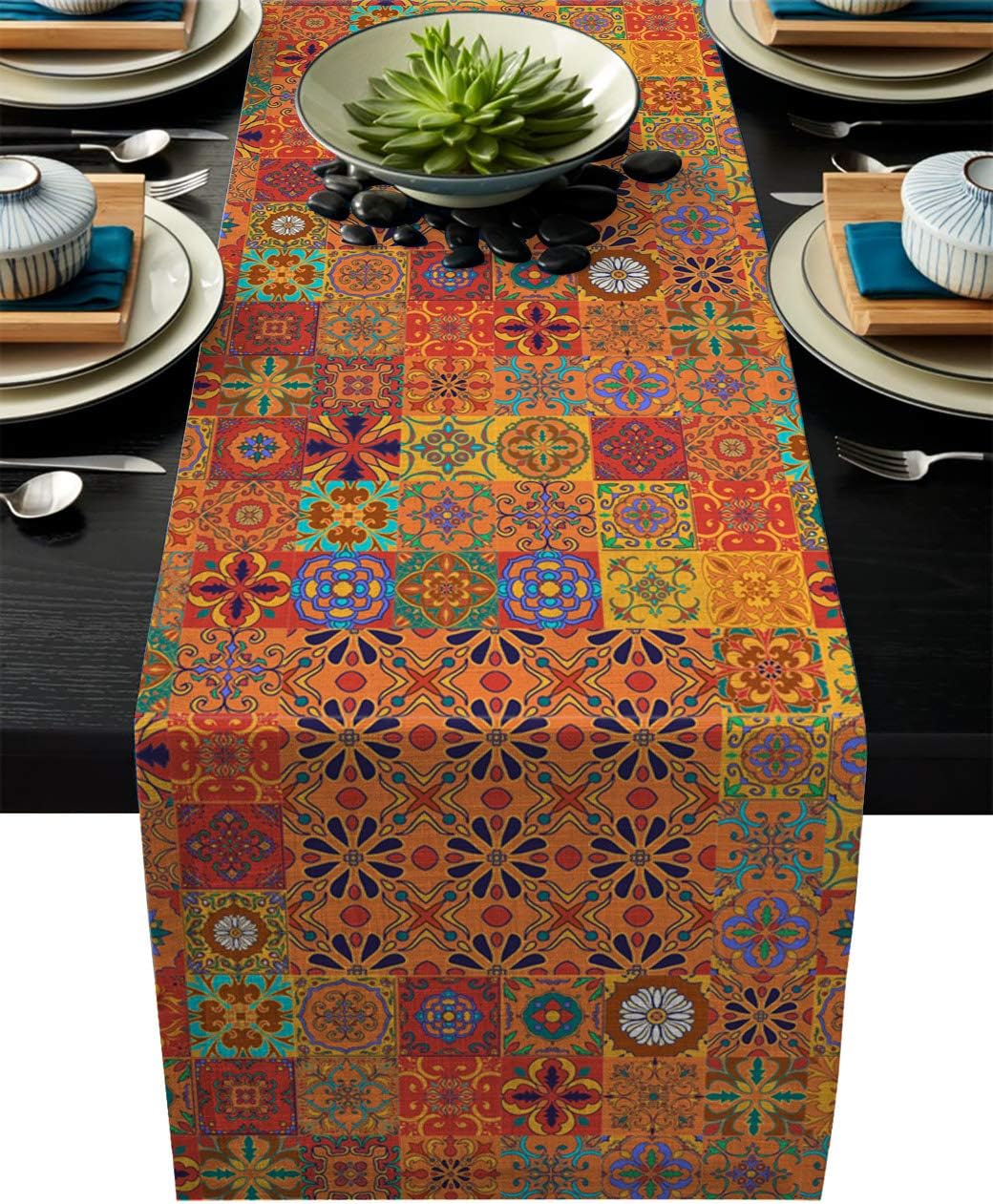 Linen Burlap Table Runner Mosaic Ceramic Table Runners 18 x