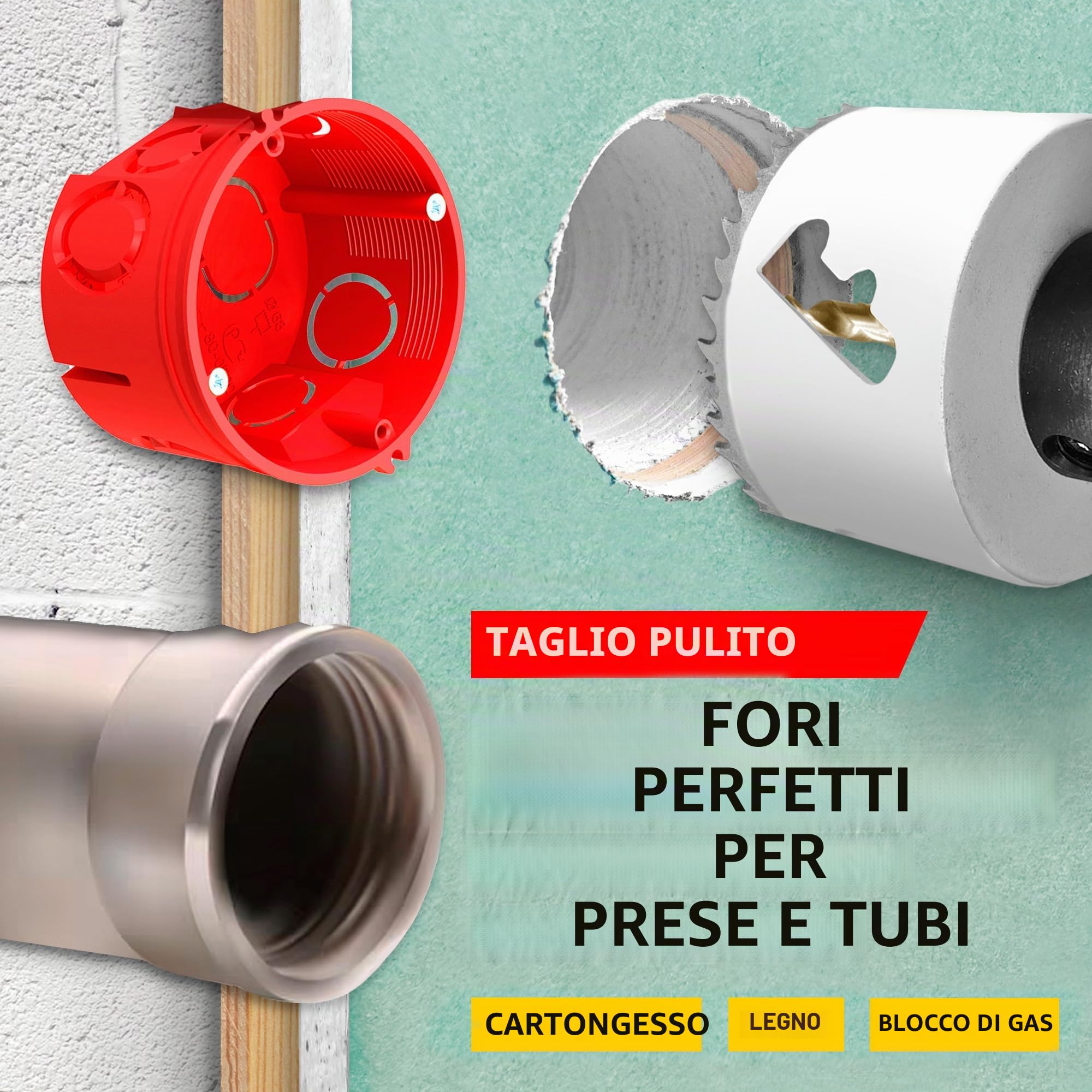 Sega A Tazza Trapano Bi-Metallica 68mm - Fresa a Tazza 8% cobalto (con Adattatore Esagonale e Punta di Centraggio) - Sega a Tazza per Legno Muro Cartongesso Metallo Acciaio Inossidabile GRAFF