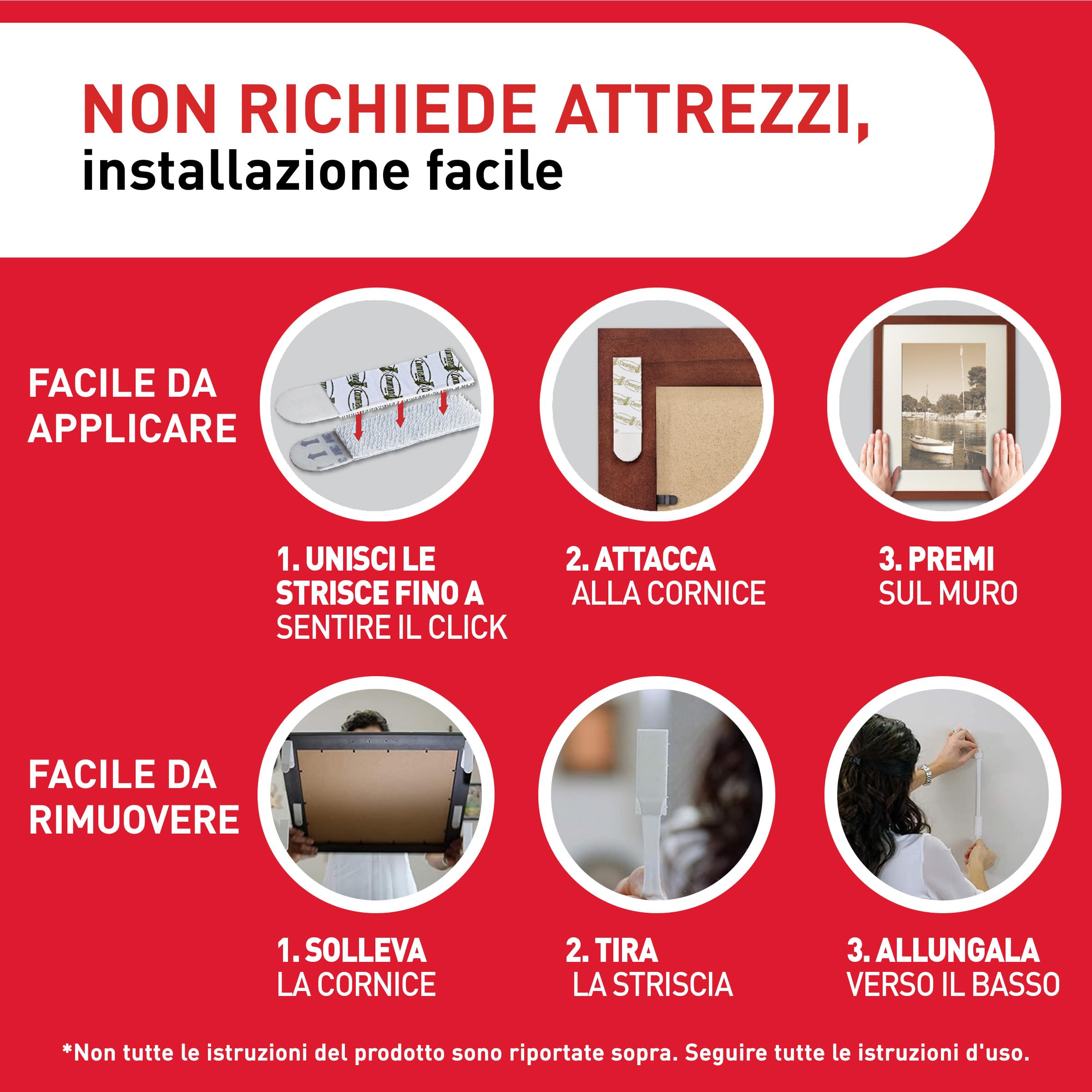 Command Strisce Appendi Quadri Adesive Bianche, 12 Coppie (4 Piccole S + 8 Medie M), per Appendere Quadri, Cornici e Specchi al Muro Senza Chiodi