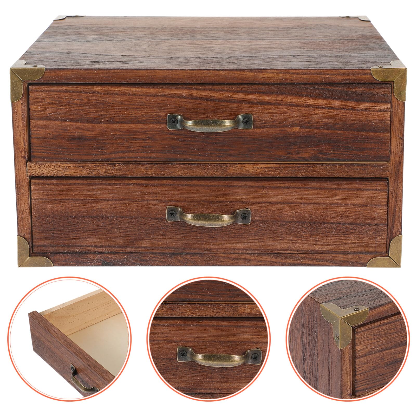 Rustikaler Schreibtisch-Organizer aus Holz mit Schubladen, Vintage-Schreibtisch-Aufbewahrungsschrank für Heimbüro-Dekor