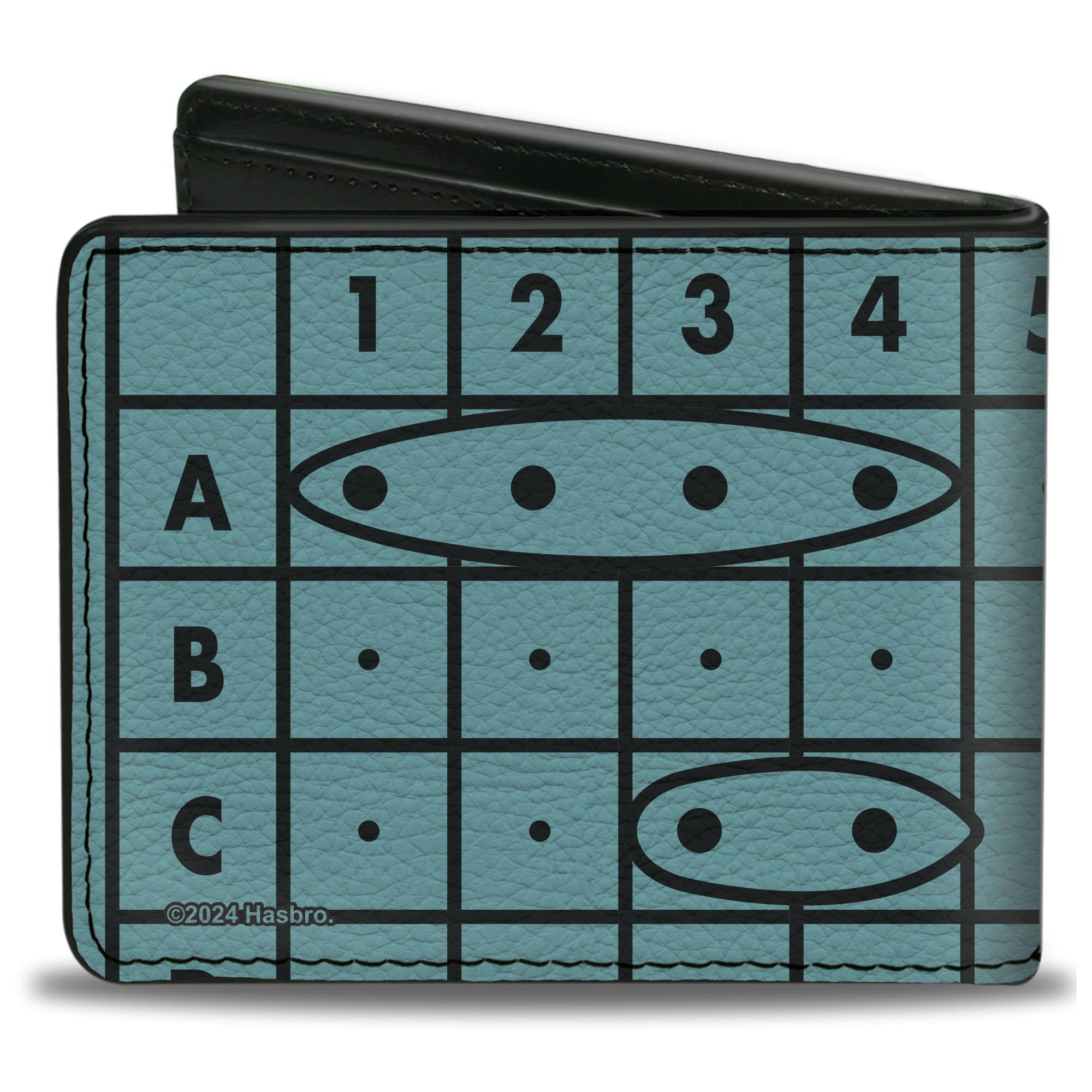 Hasbro Wallet, Bifold, Battleship Grids and Ships Blue Black, Vegan Leather