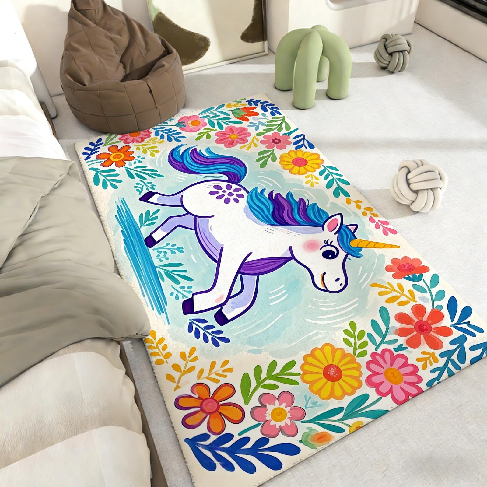 Tapis licorne antidérapant et lavable pour sécuriser la zone de jeux