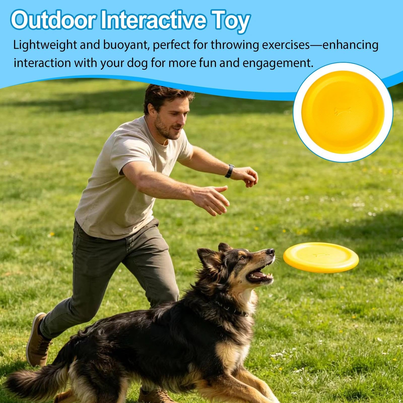 frisbee, 23 cm, frisbee, tarcza do rzucania dla psa, zabawka aportująca, lekka, wytrzymała, pływająca, odporna na ugryzienia, do treningu psów, dużych psów w parku, nad jeziorem, w ogrodzie