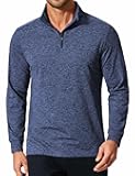 Men's Quarter Zip Shirts Workout Fleece Lined Lightweight Long Sleeve Pullover Sweatshirts