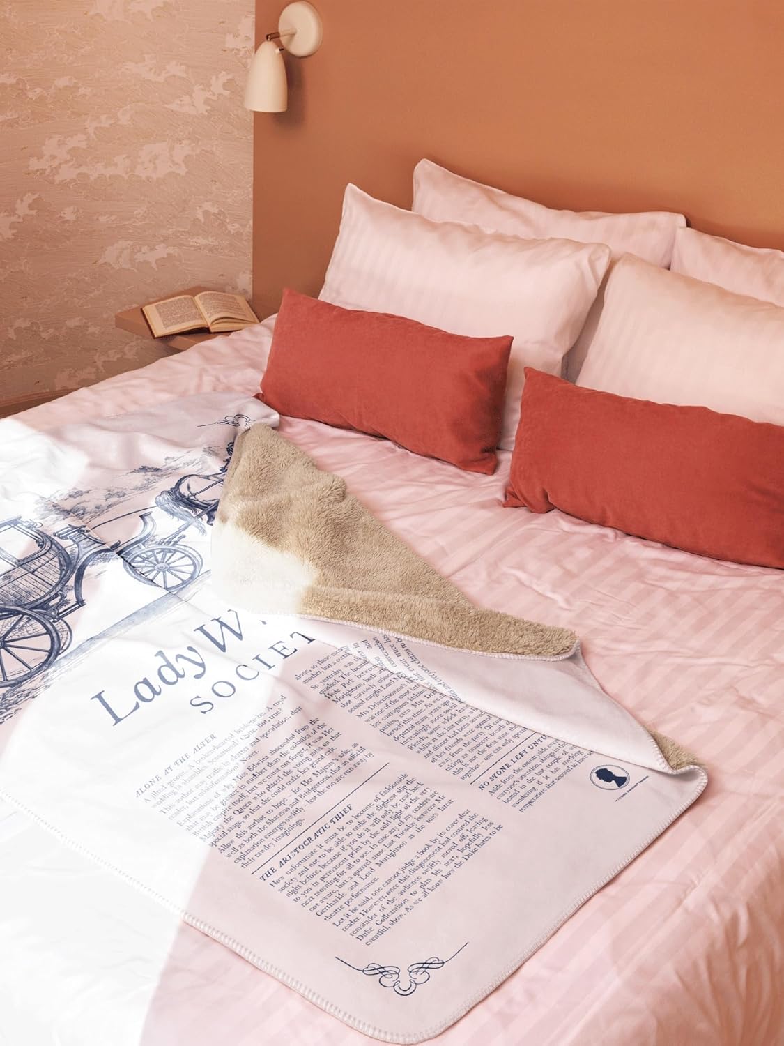 Bridgerton Sherpa Blanket, Society Papers Officially Licensed Plush Reversible Throw, Fleece Throw for Couch, Bed, Home, 50” x 60”