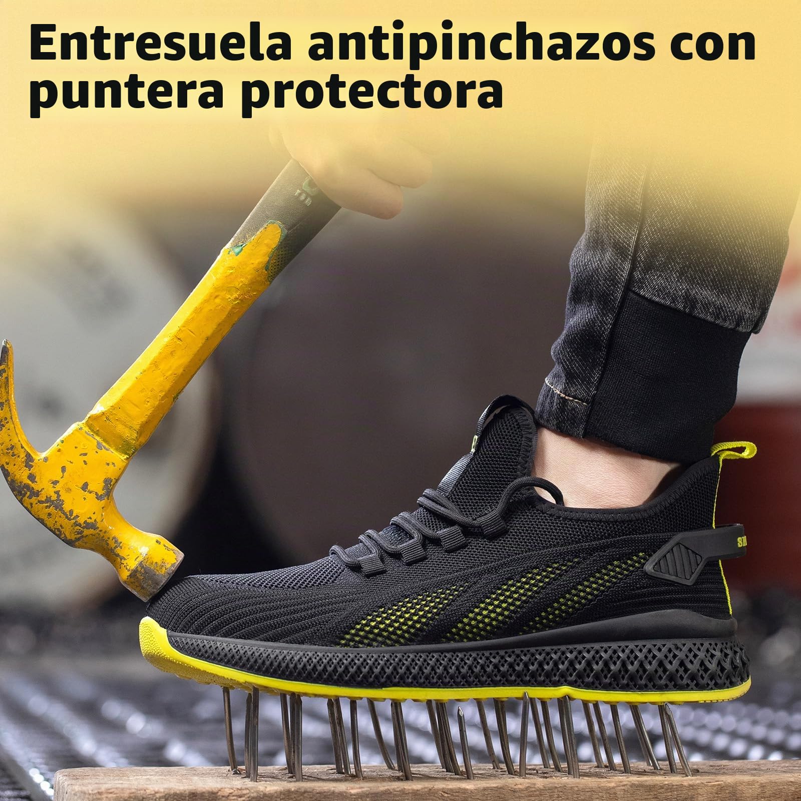 Zapatos de Seguridad Unisex con Puntera Compuesta, a Prueba de Pinchazos, Ligeros Calzado Industrial