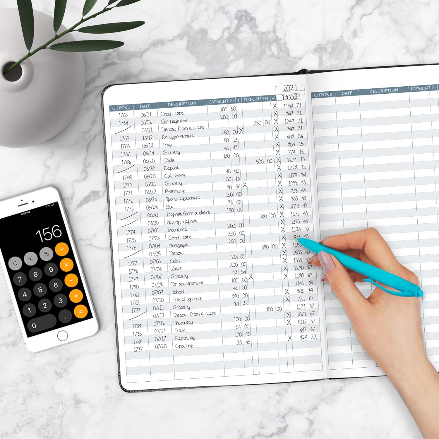 Legend Planner Check Register Book – Accounting Ledger Book for Small Business & Personal Use – Checkbook Register to Track Financial Transactions – Hardcover, 7x10″, 6300 Entries (Silver Black)