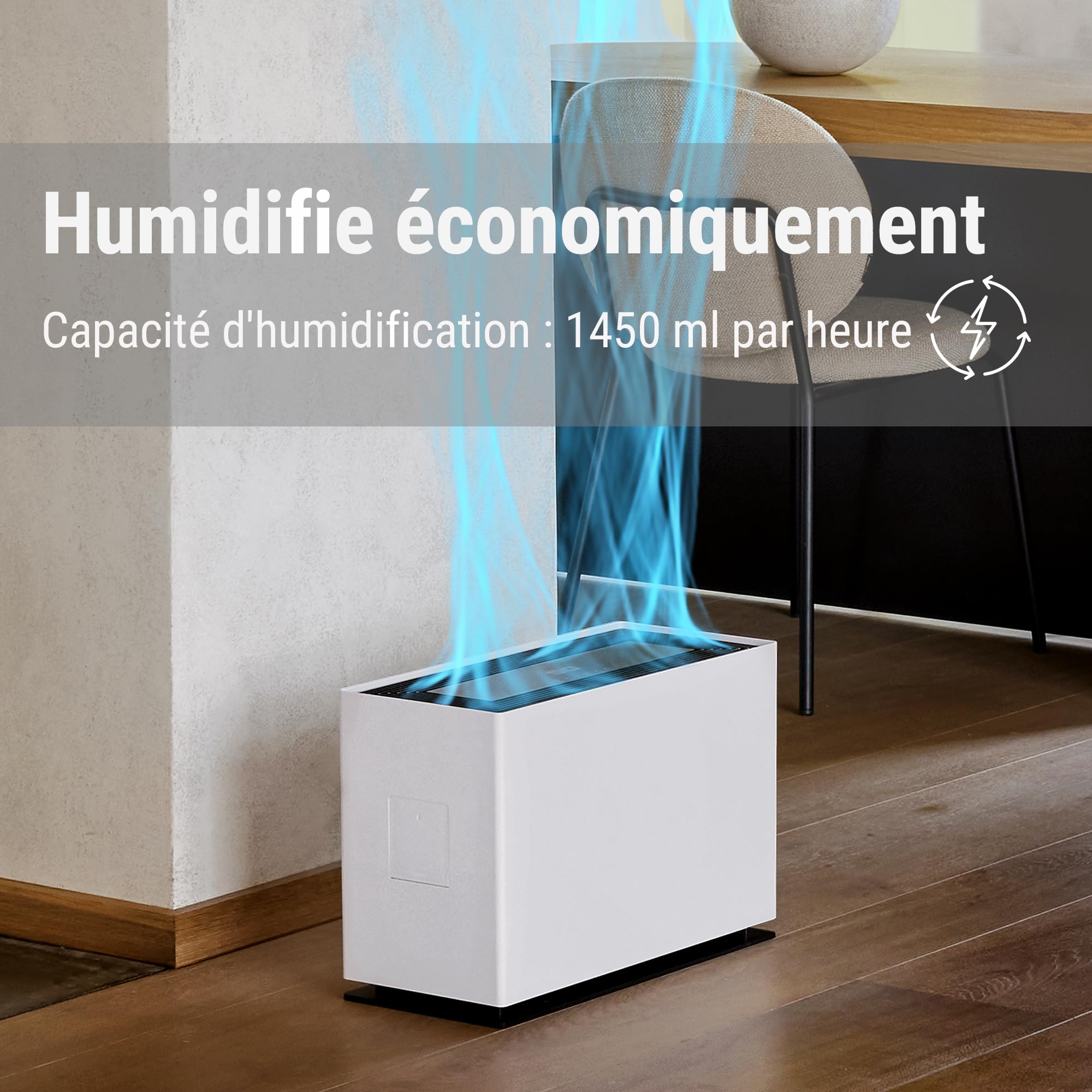 Stadler Form humidificateur Noah Pro, pour grandes pièces jusqu’à 200 m², forte puissance d’humidification, économe en énergie, 4 niveaux et mode turbo, hygrostat, WiFi, silencieux, blanc