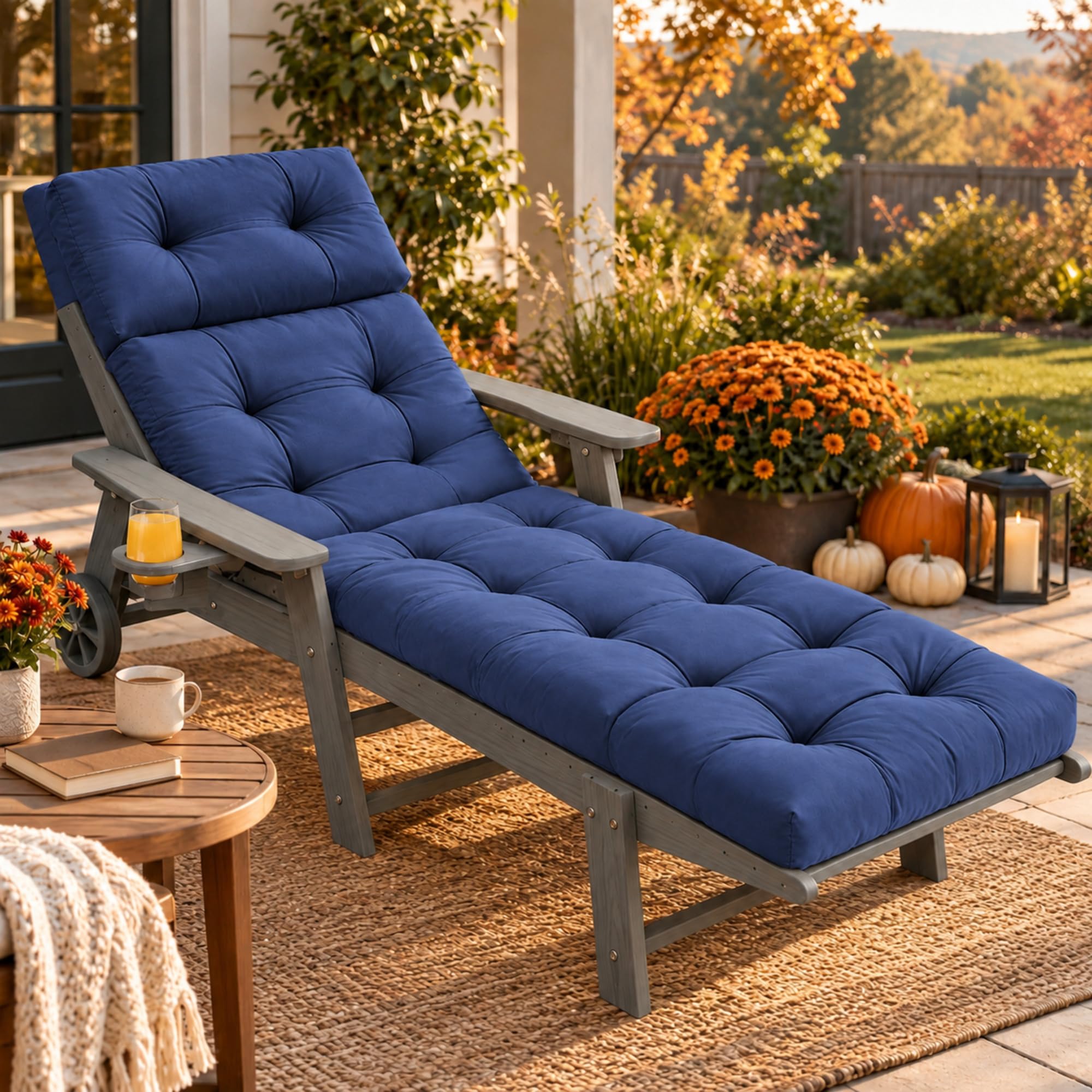 Chaise Lounge Cushion, Waterproof Patio Cushion, 74.4 x 22 Inch