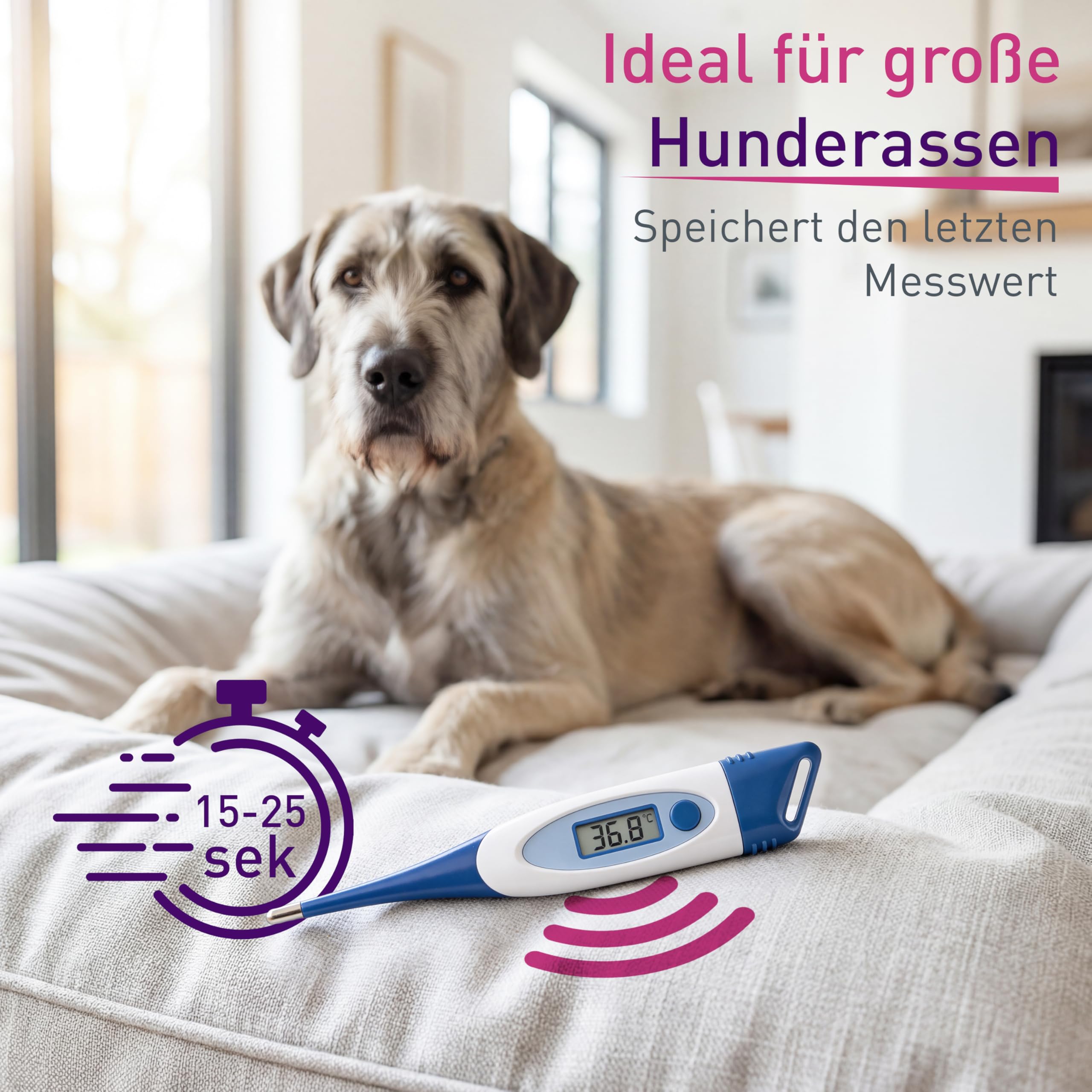 scala SC 1091 termómetro veterinario flex para grandes animales con punta de medición flexible