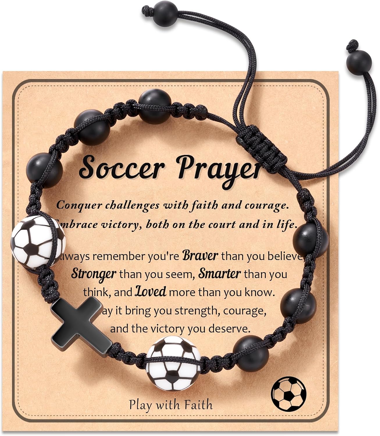 HGDEER Baseball Basketball Football Soccer Volleyball Gifts, Natural Stone Baseball Cross Bracelets for Teen Ideas with Message Gift Card