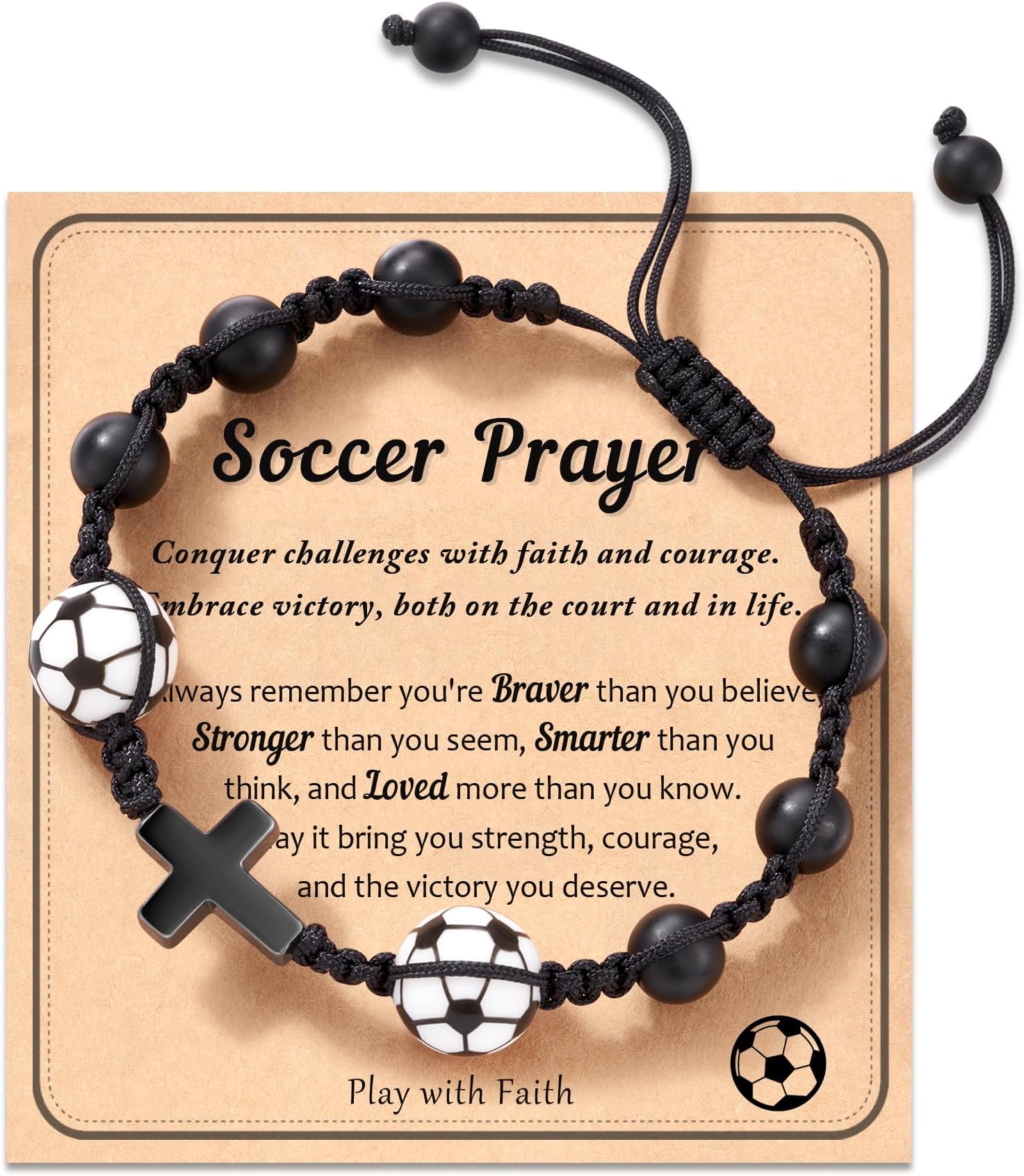 HGDEERBaseball Basketball Football Soccer Volleyball Gifts, Natural Stone Baseball Cross Bracelets for Teen Ideas with Message Gift Card
