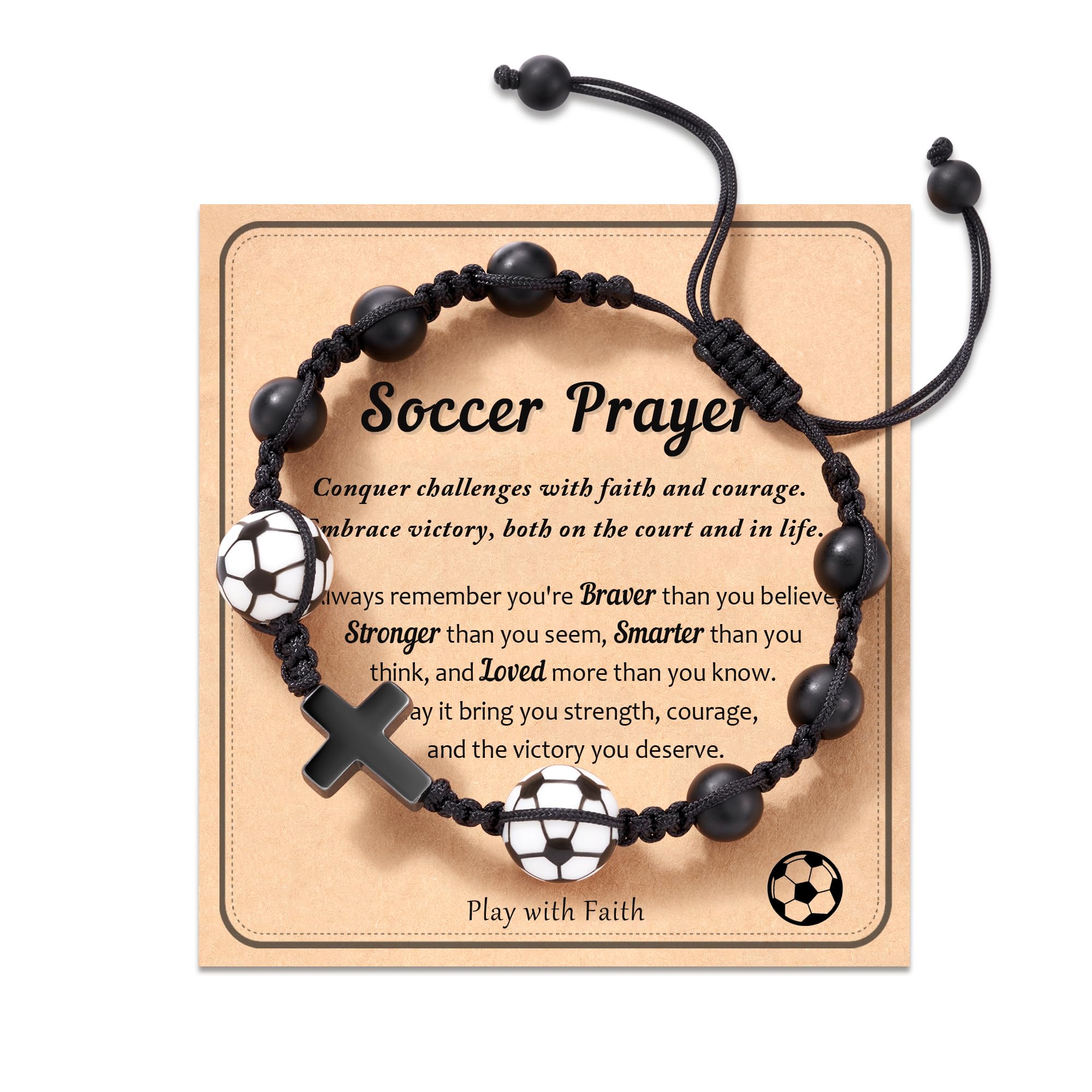 HGDEERBaseball Basketball Football Soccer Volleyball Gifts, Natural Stone Baseball Cross Bracelets for Teen Ideas with Message Gift Card