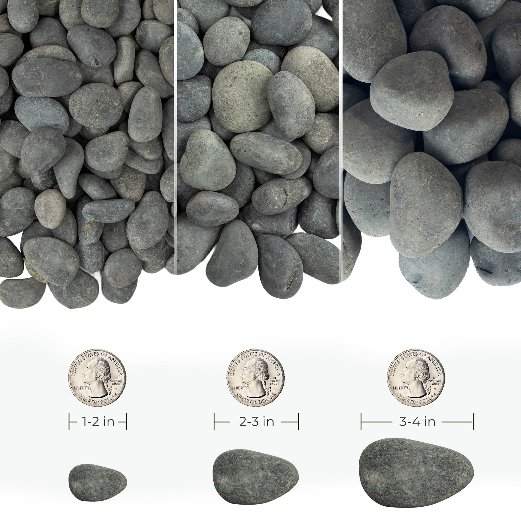 Rocas de río grandes de 40 libras para paisajismo, piedras negras grandes de 2 a 3 pulgadas, piedras de primera calidad seleccionadas a mano para diseño de jardines, peceras, macetas, caminos y
