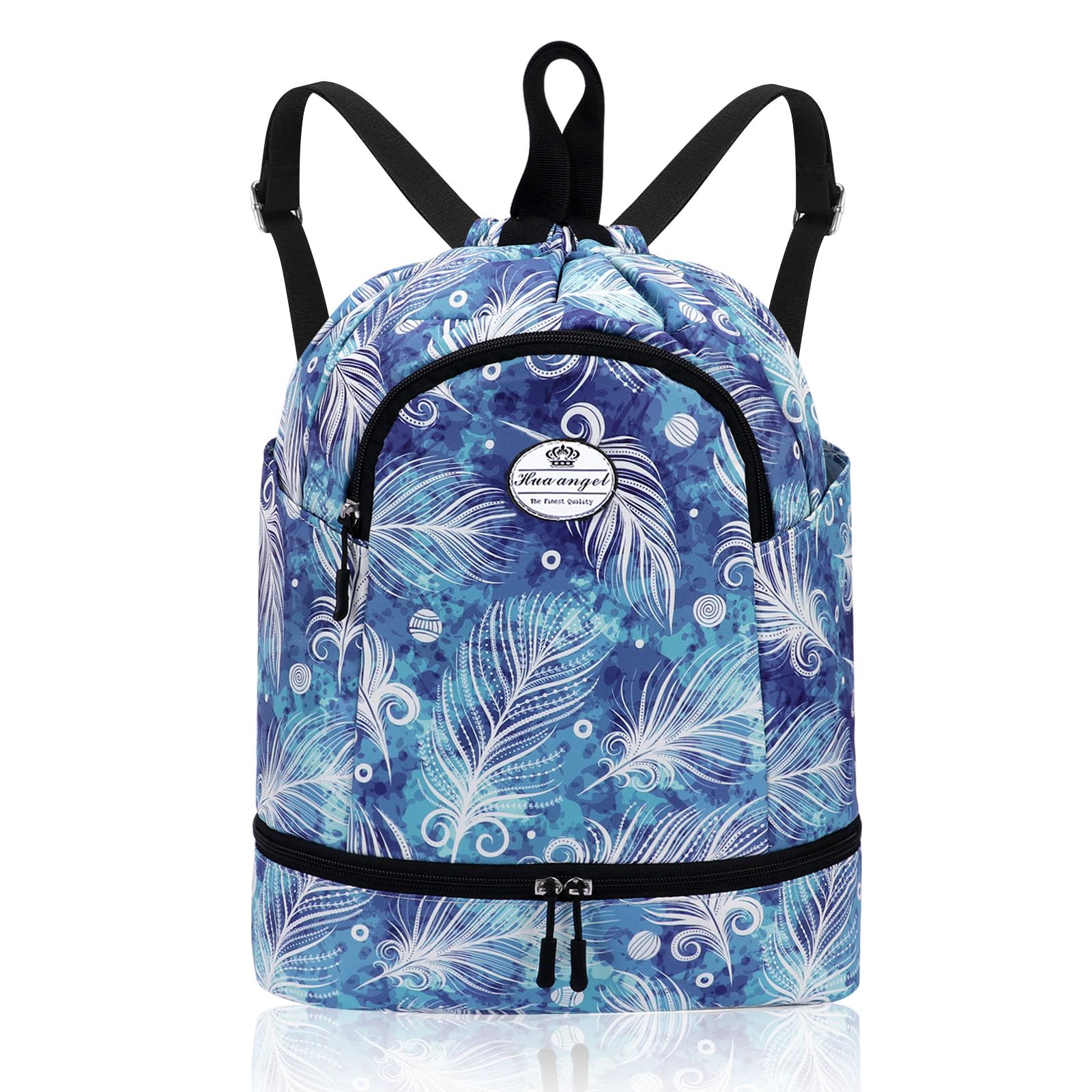 HUA ANGEL Unisex Drawstring Backpack Sports Gym Bag Drawstring Bag Weekend Daypack with Shoe Compartment for Women Men Basketball Football Outdoor Fitness Yoga Swimming Beach