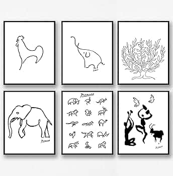Amazon.co.jp: 壁アート 装飾 ピカソ 線画 ポスター プリント ビッグ
